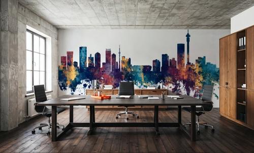 Johannesburg South Africa Skyline Blue & Bronze