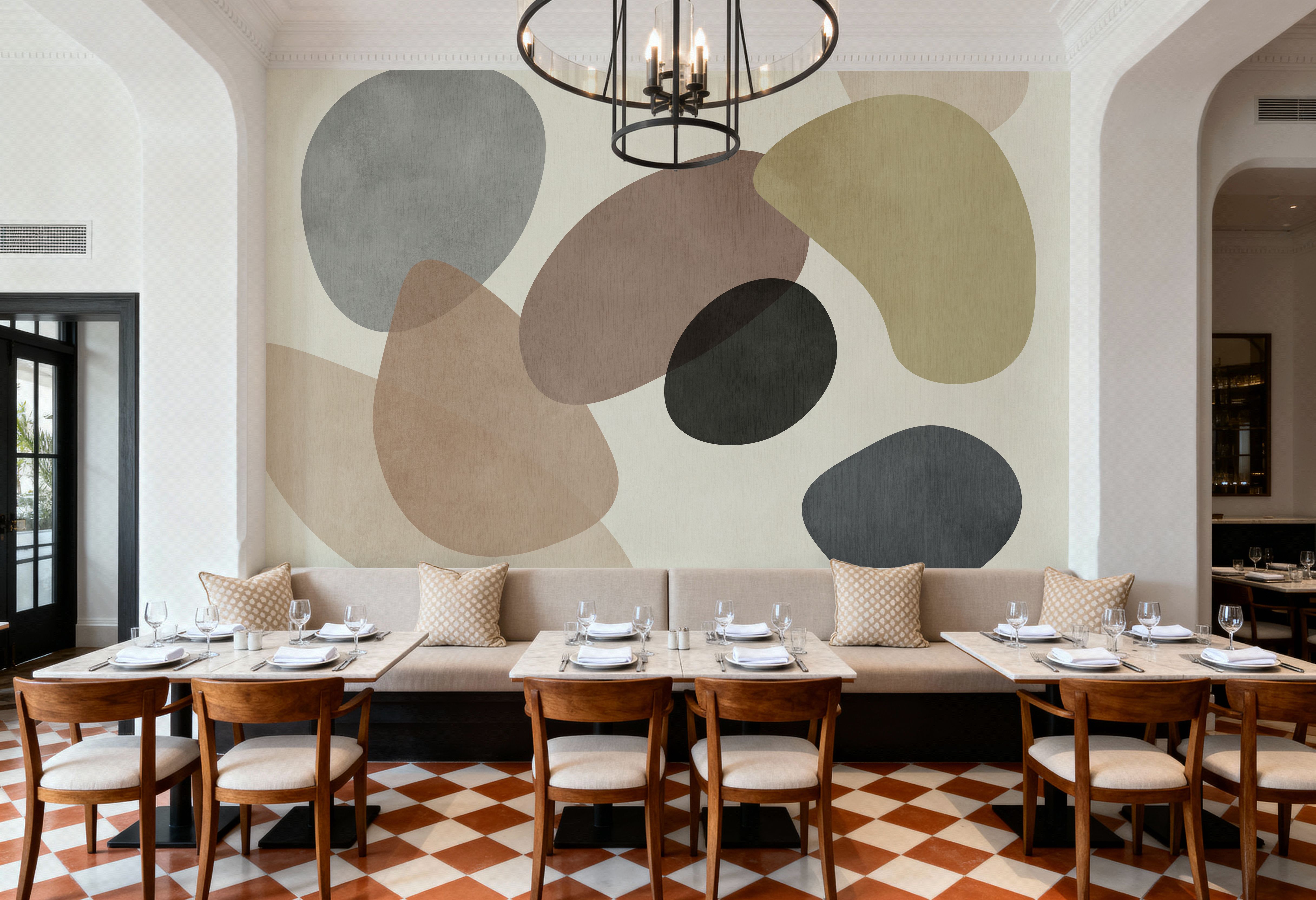 Lava Shapes, Beige, Wallpaper