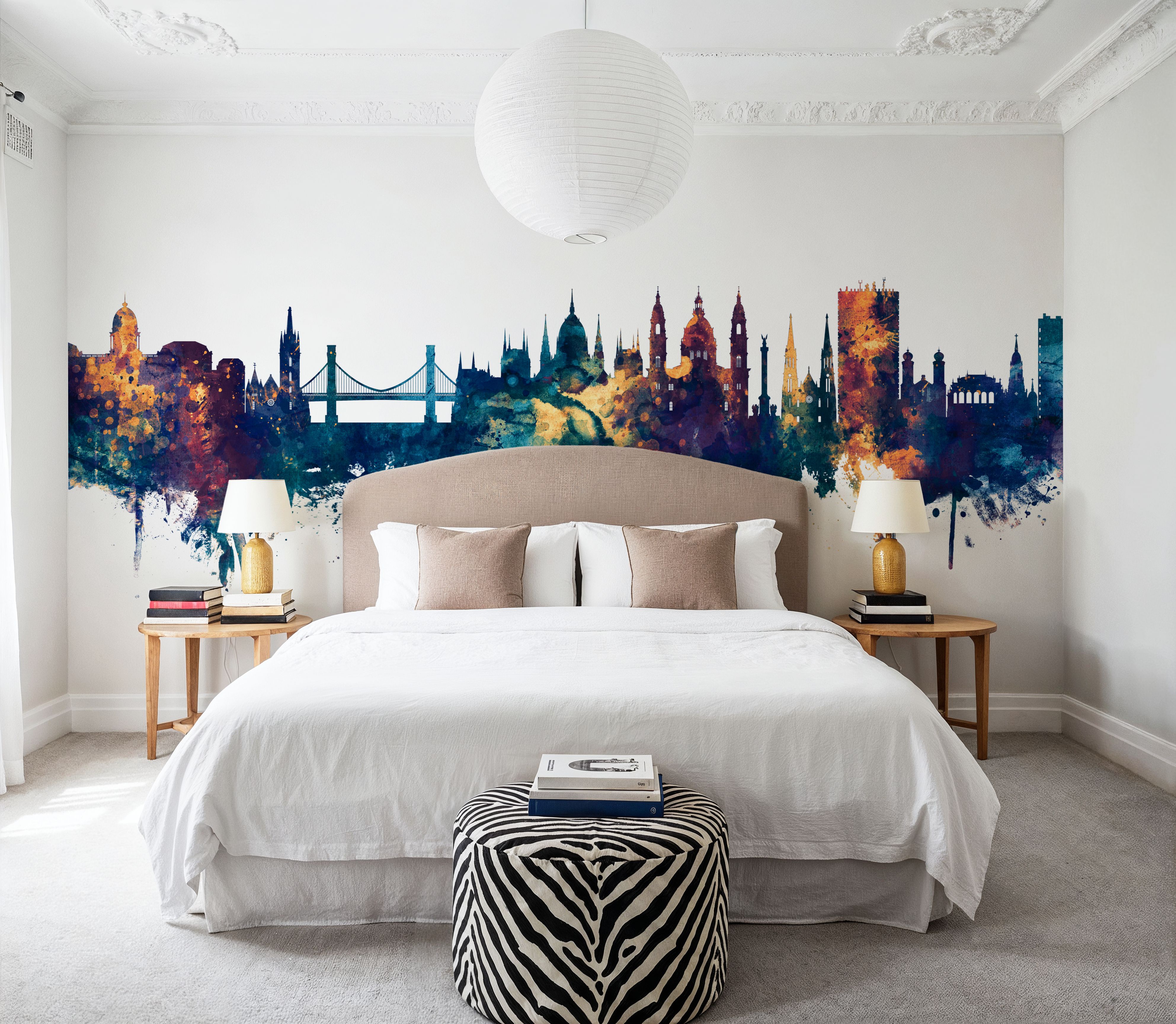 Budapest Skyline Blue & Bronze