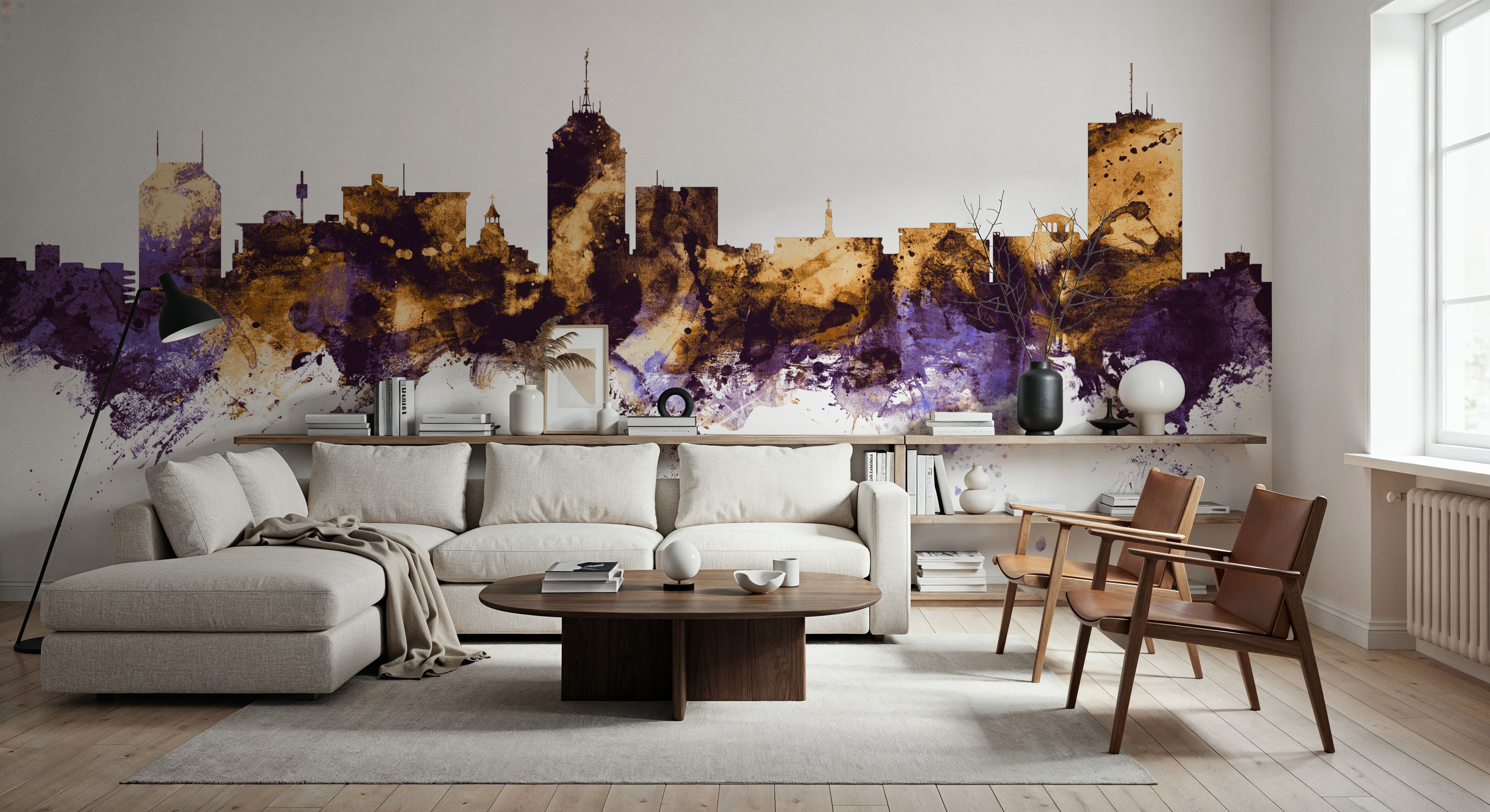 Fresno California Skyline Purple & Gold