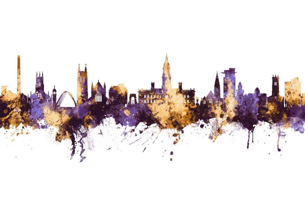 Bolton England Skyline Purple & Gold