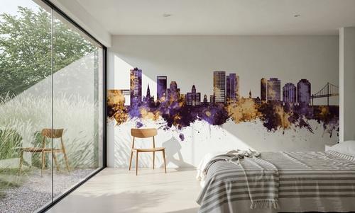 Halifax Canada Skyline Purple & Gold