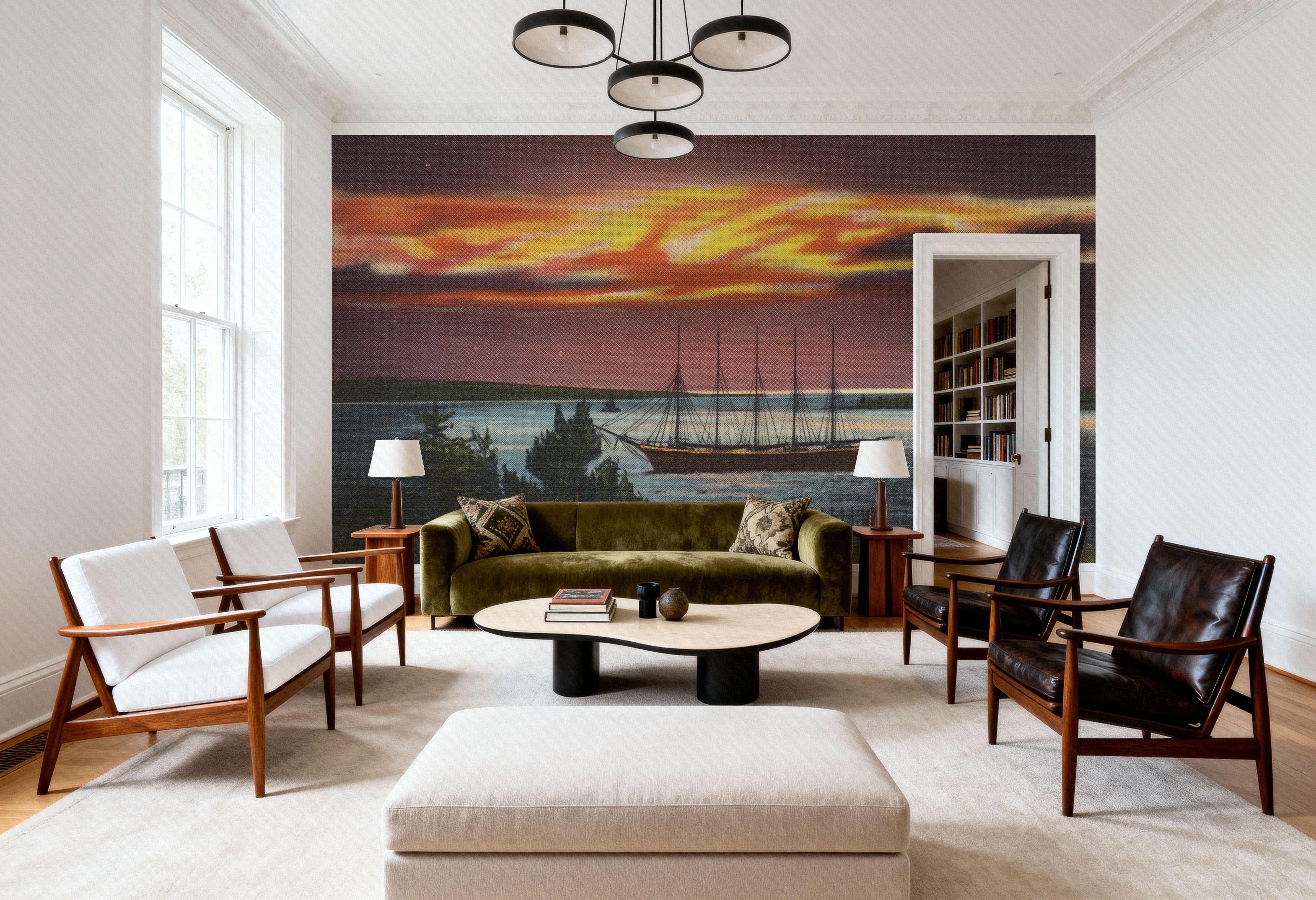 Greetings from a Ship - Screenprint Postcard, Wallpaper