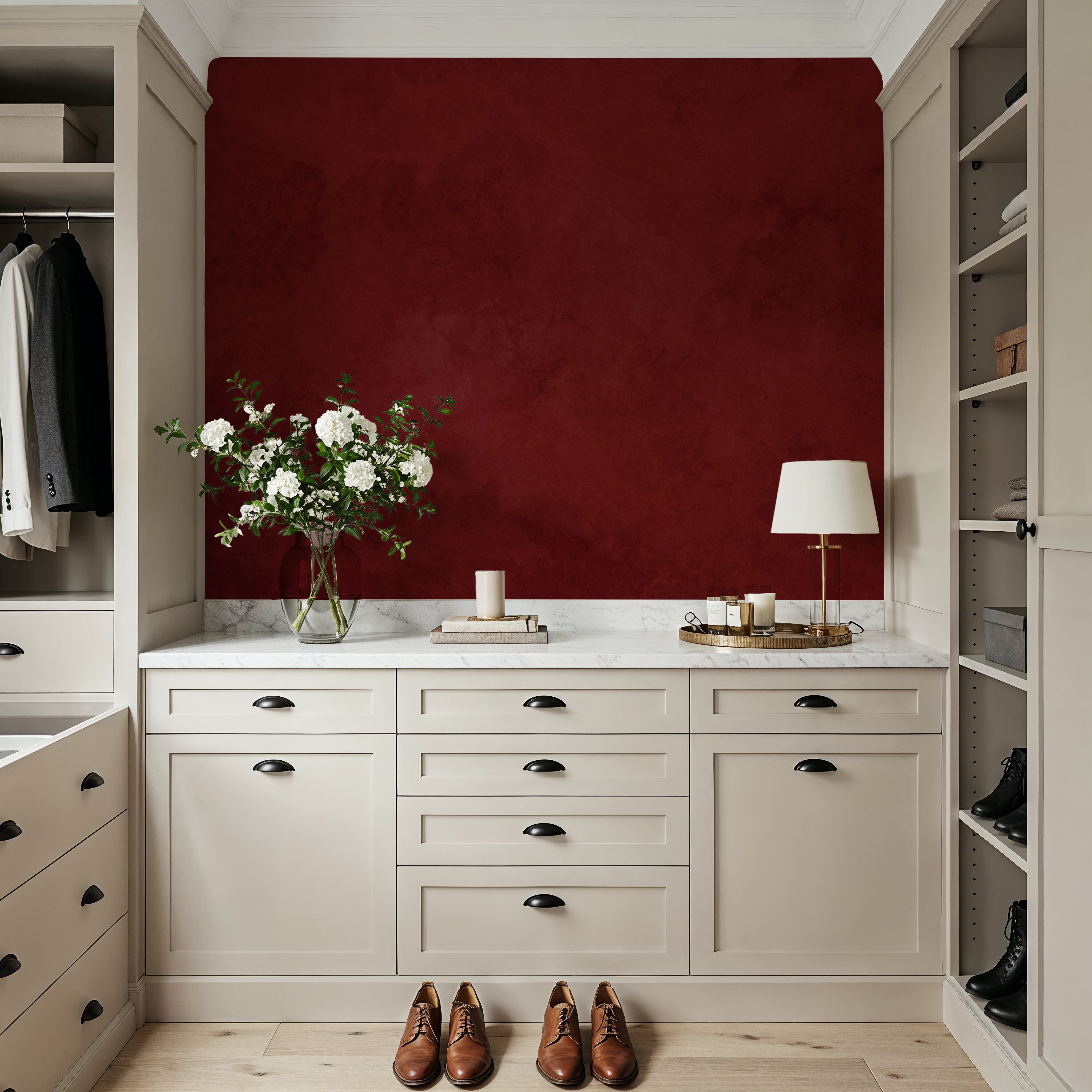 Subtle Plaster Wall, Cherry Red
