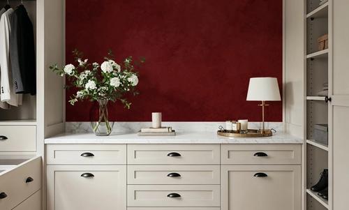 Subtle Plaster Wall, Cherry Red