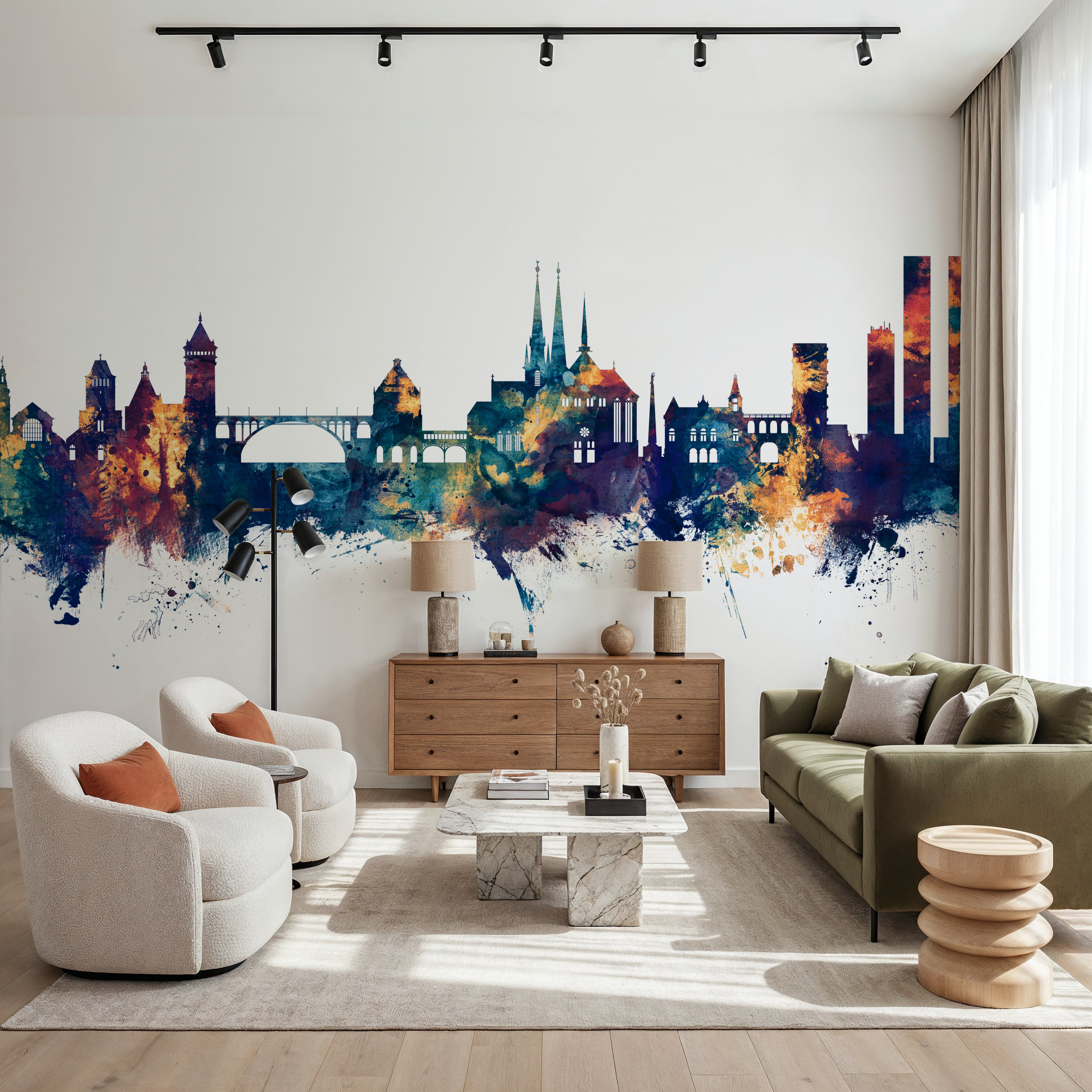 Luxembourg City Skyline Blue & Bronze