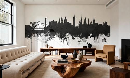 Glasgow Scotland Skyline Black & White