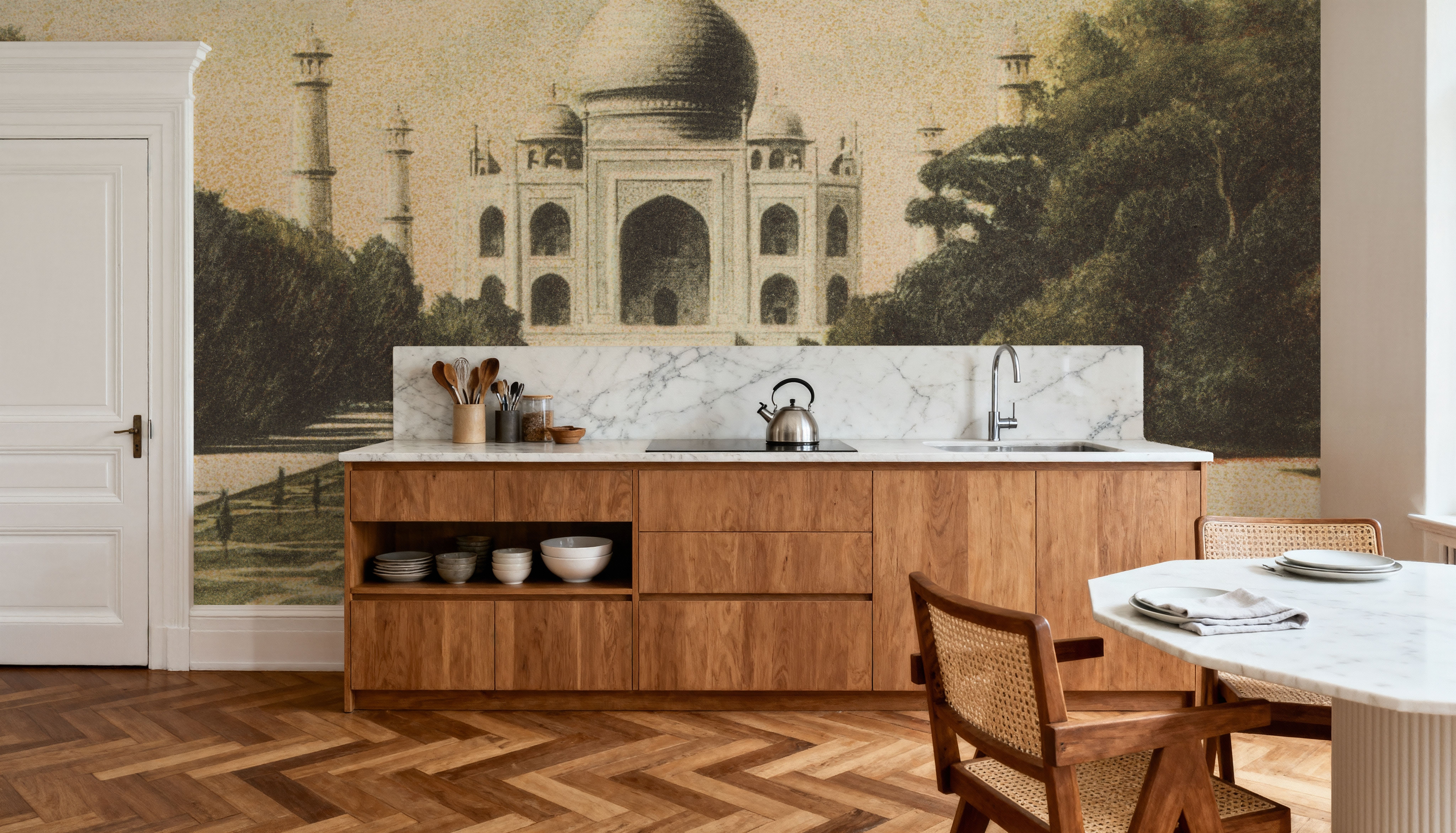 Taj Mahal Postcard - Screenprint, Wallpaper