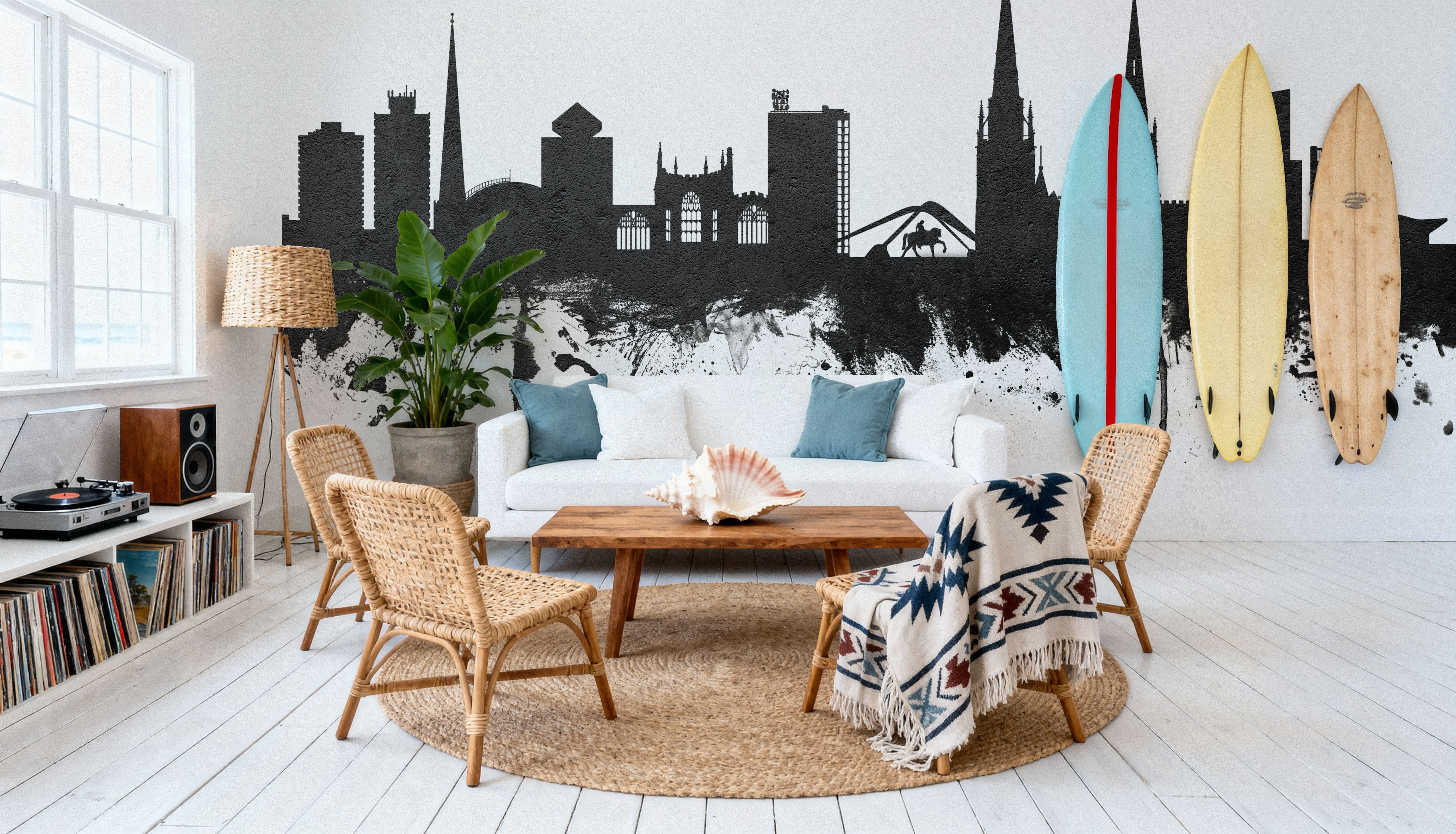 Coventry England Skyline Black & White