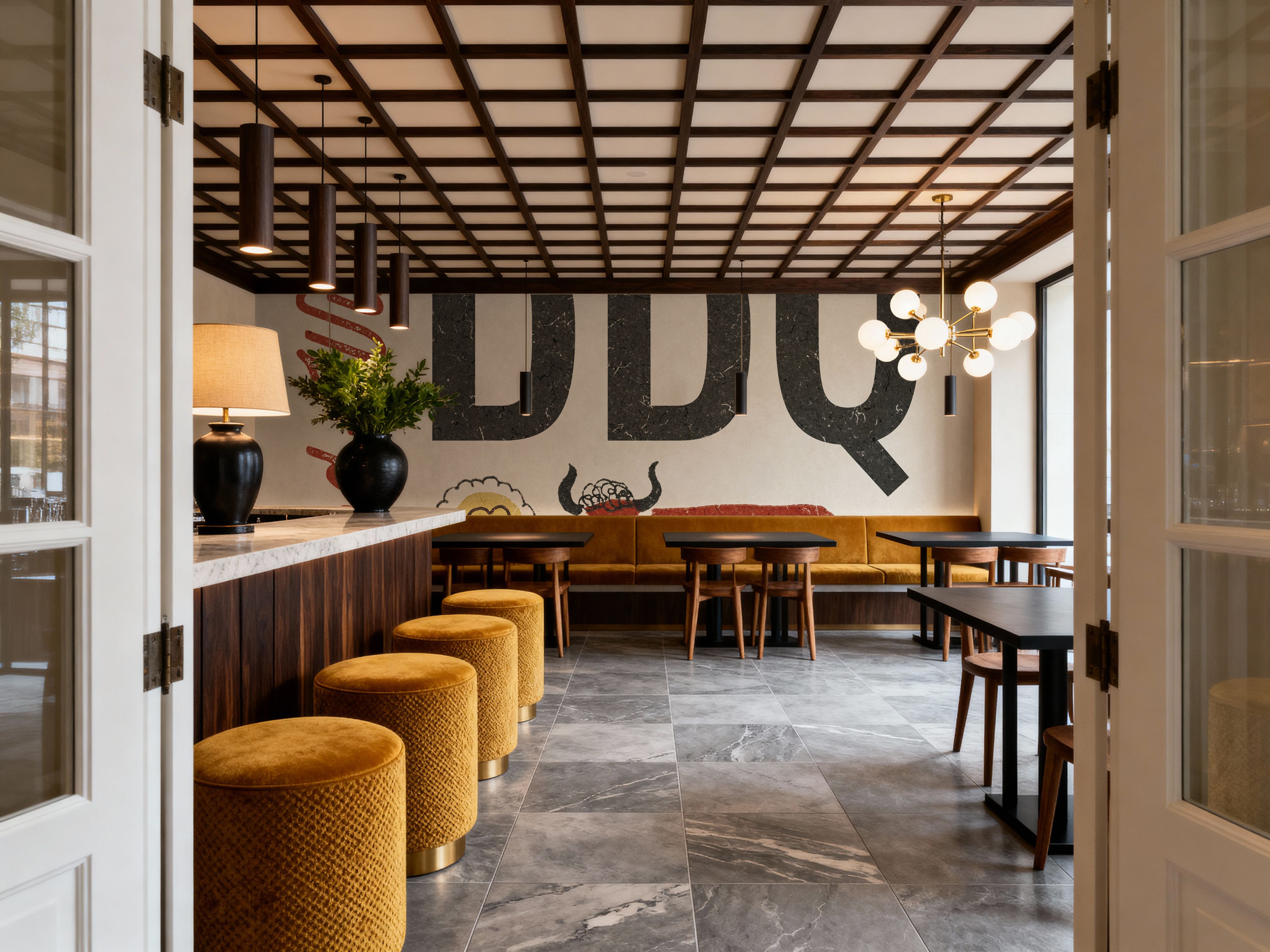 Retro Food Award Winning BBQ, Behang