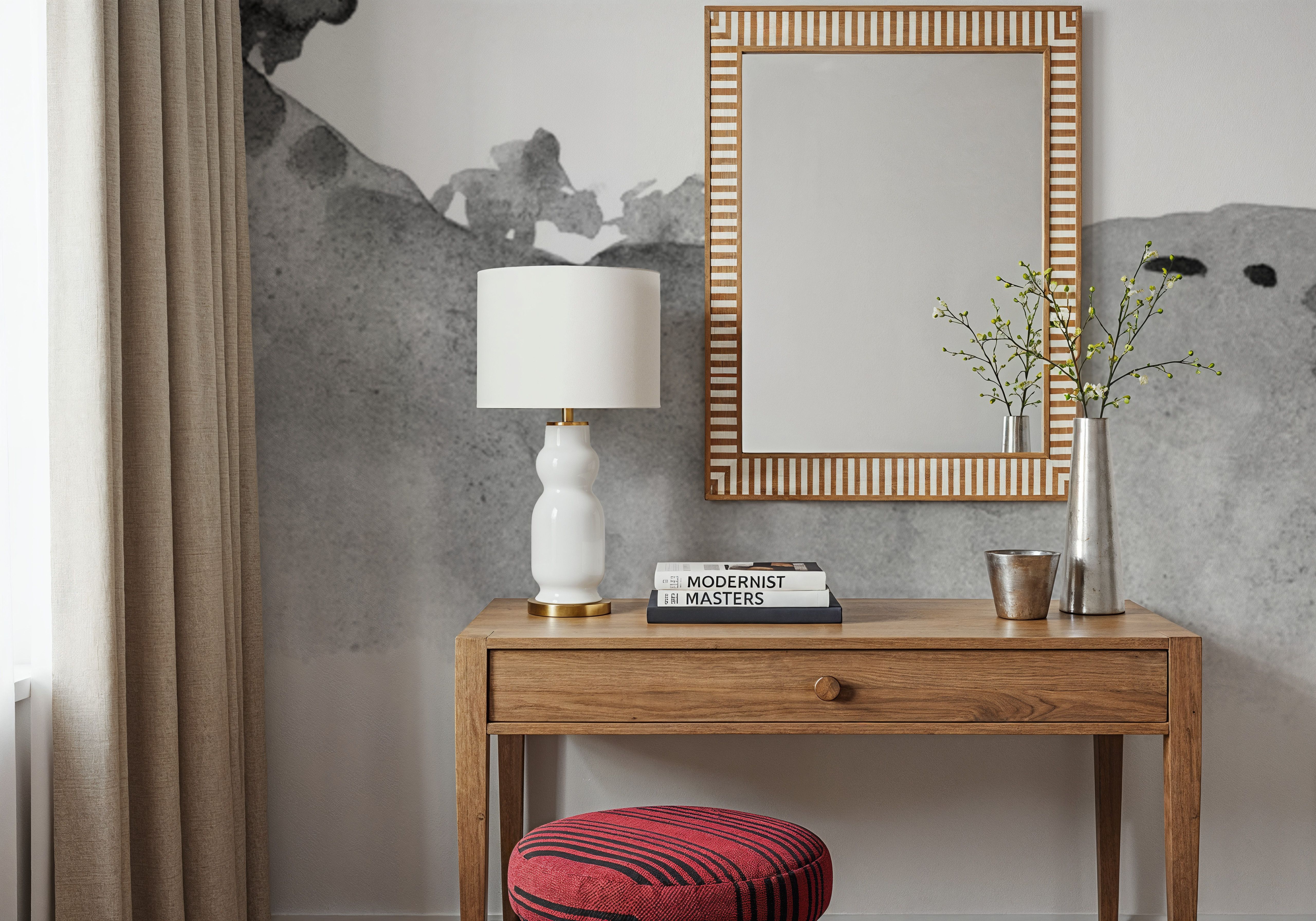 Tranquil Hillside, Grey, Wallpaper