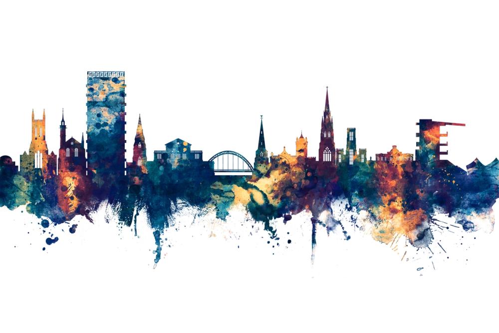 Cheltenham England Skyline Blue& Bronze