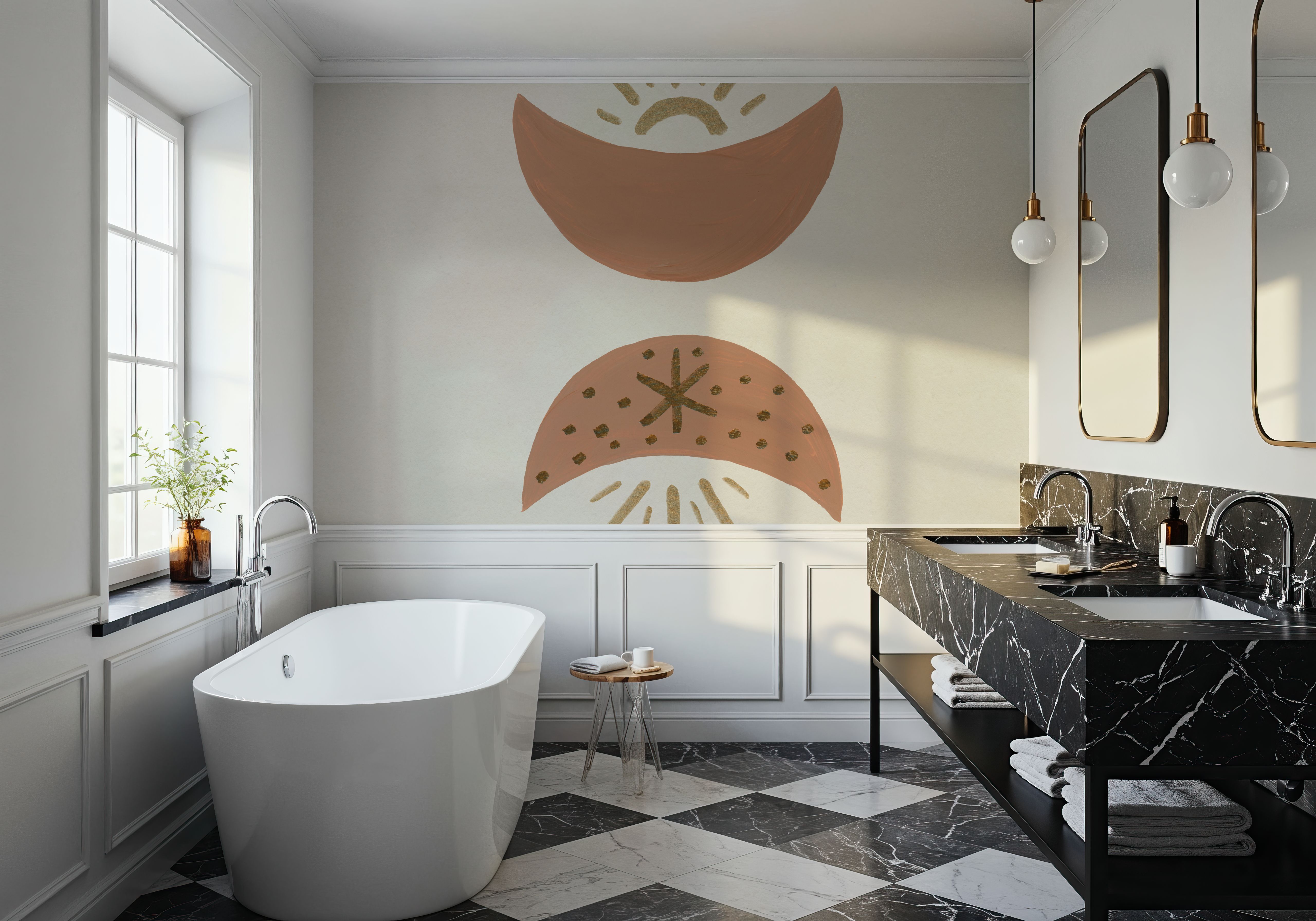 Serene Moon and Sun Beams