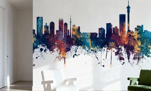 Johannesburg South Africa Skyline Blue & Bronze