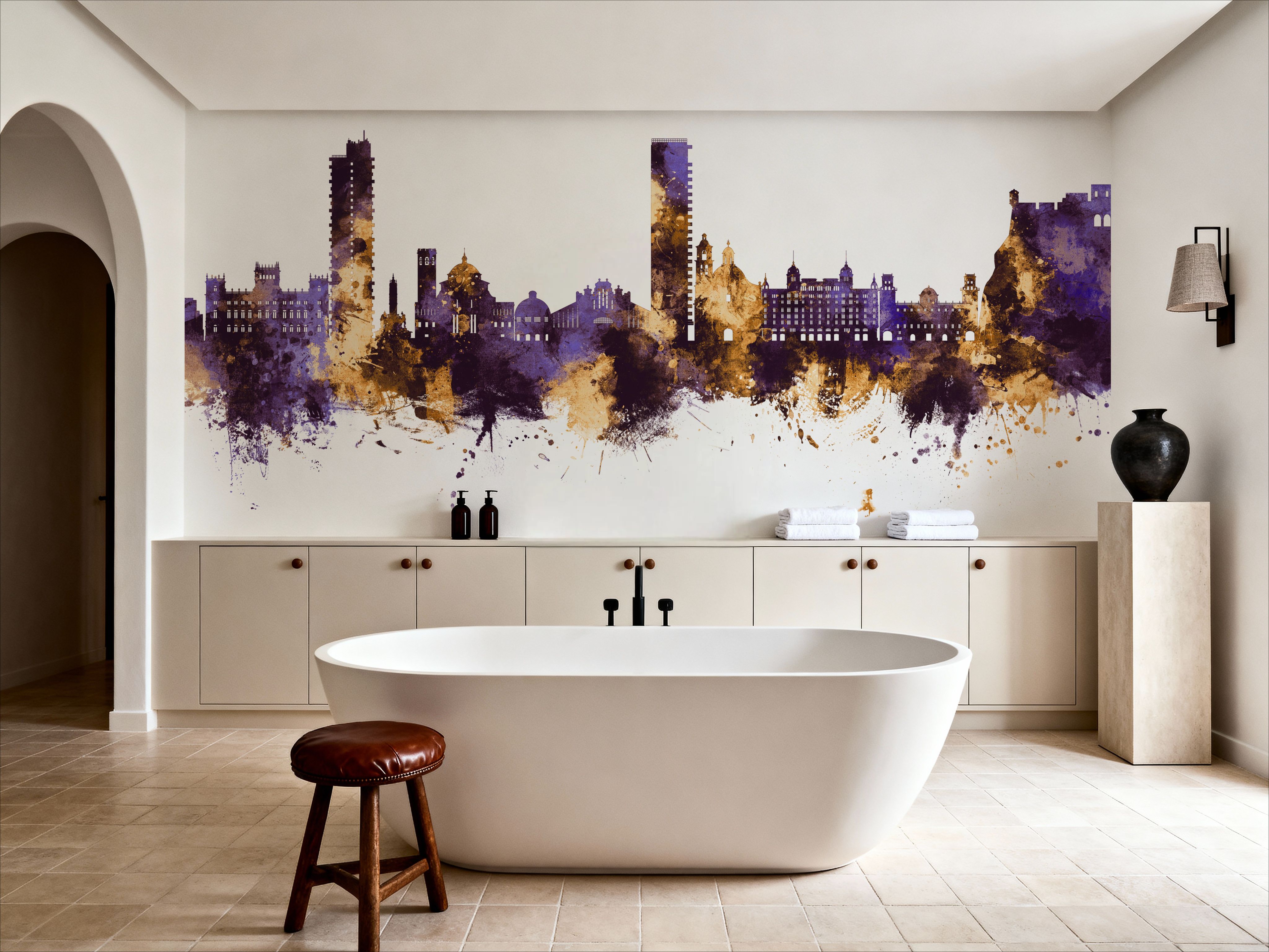 Alicante Spain Skyline Purple & Gold