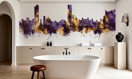 Alicante Spain Skyline Purple & Gold