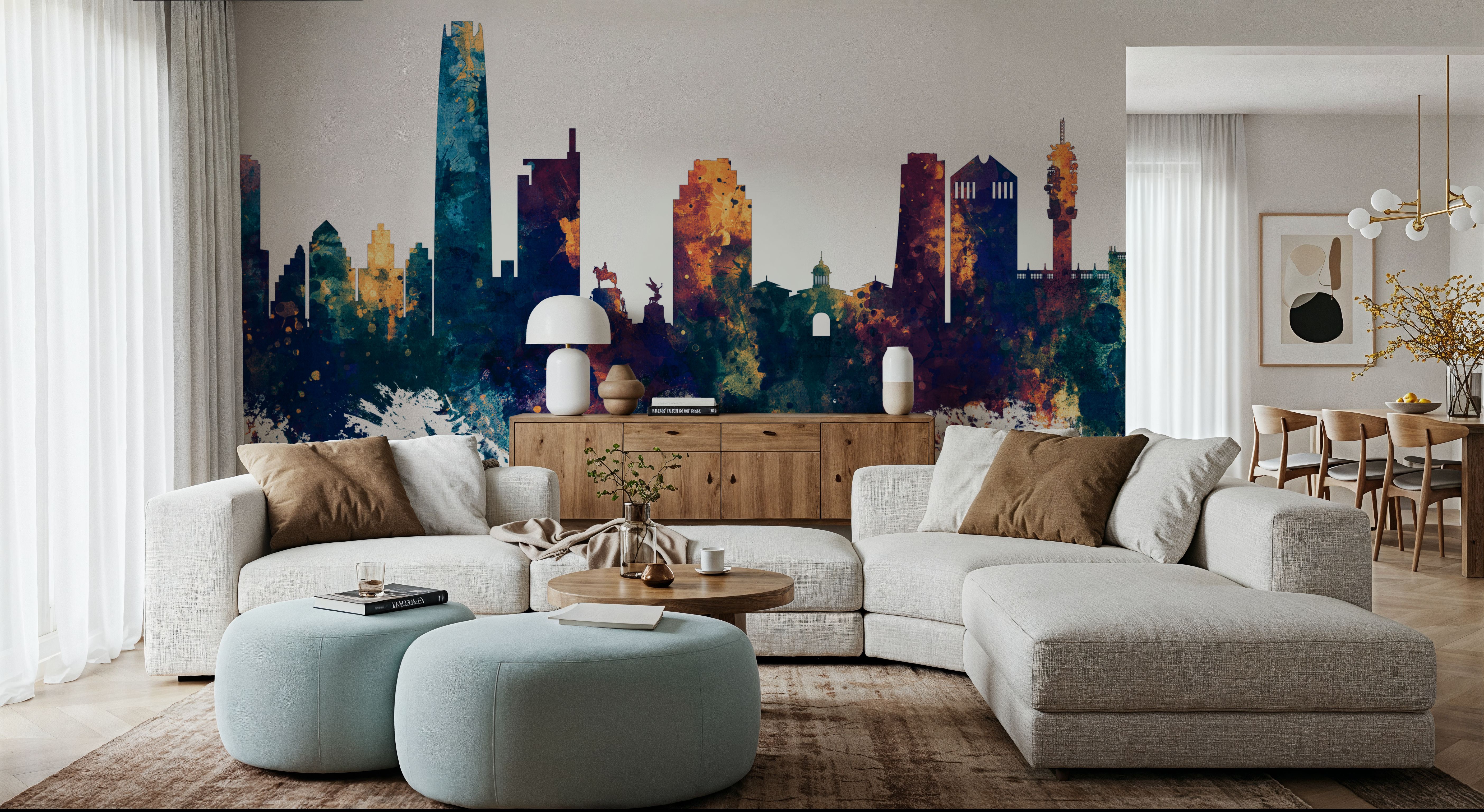 Santiago de Chile Skyline Blue & Bronze