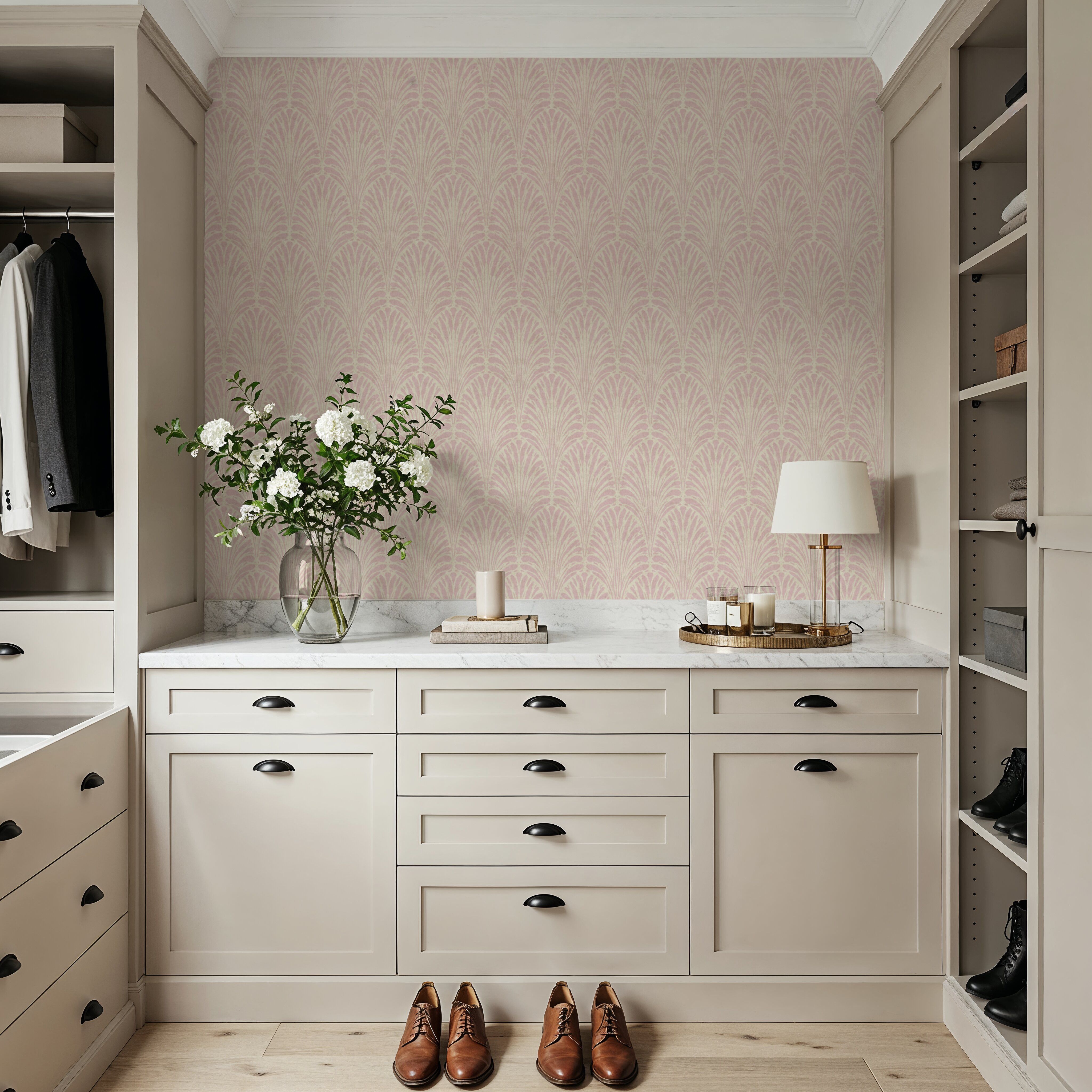 Brushstroke Fan Scallop, Blush