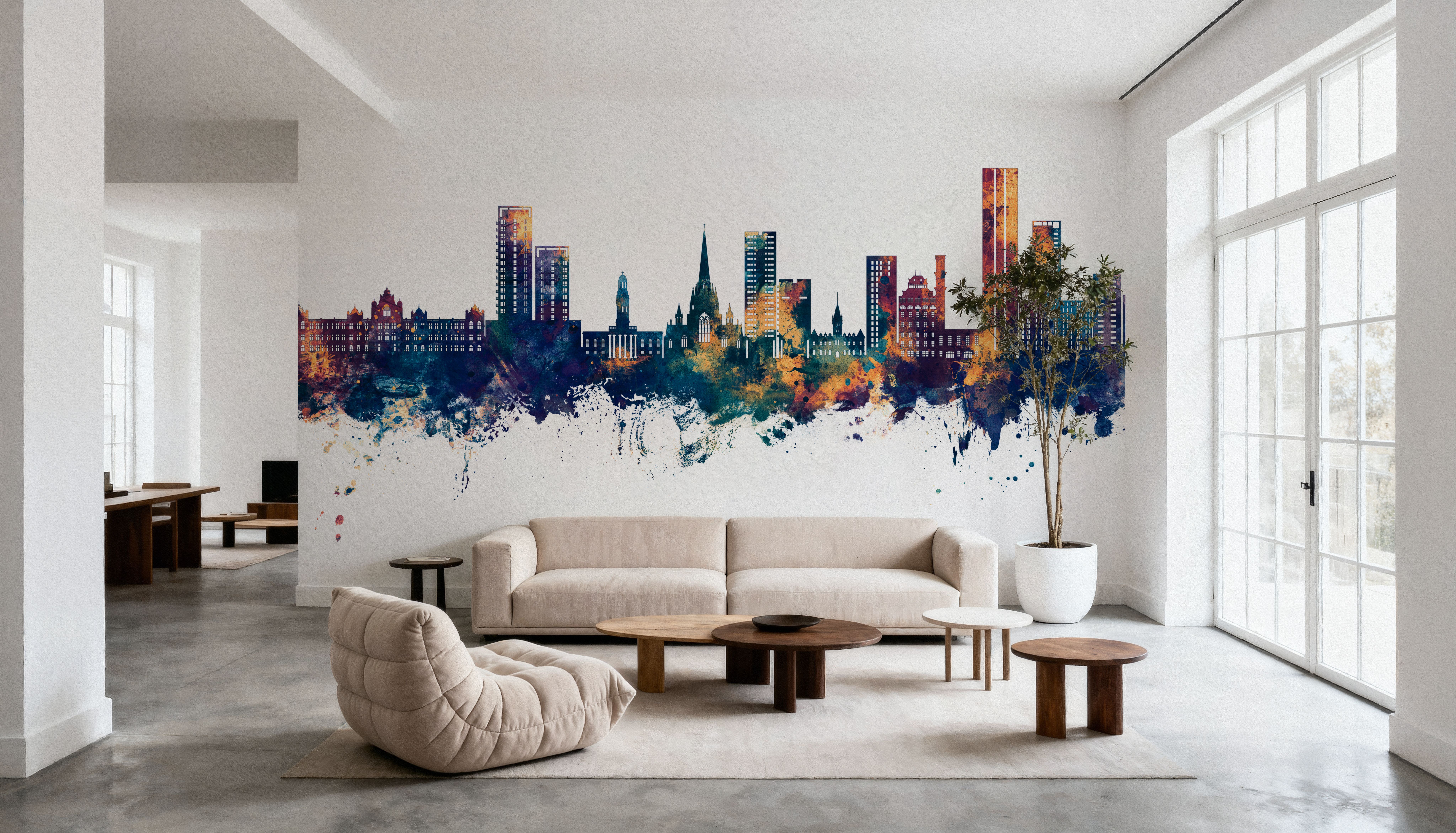 Salford England Skyline Blue & Bronze, Behang