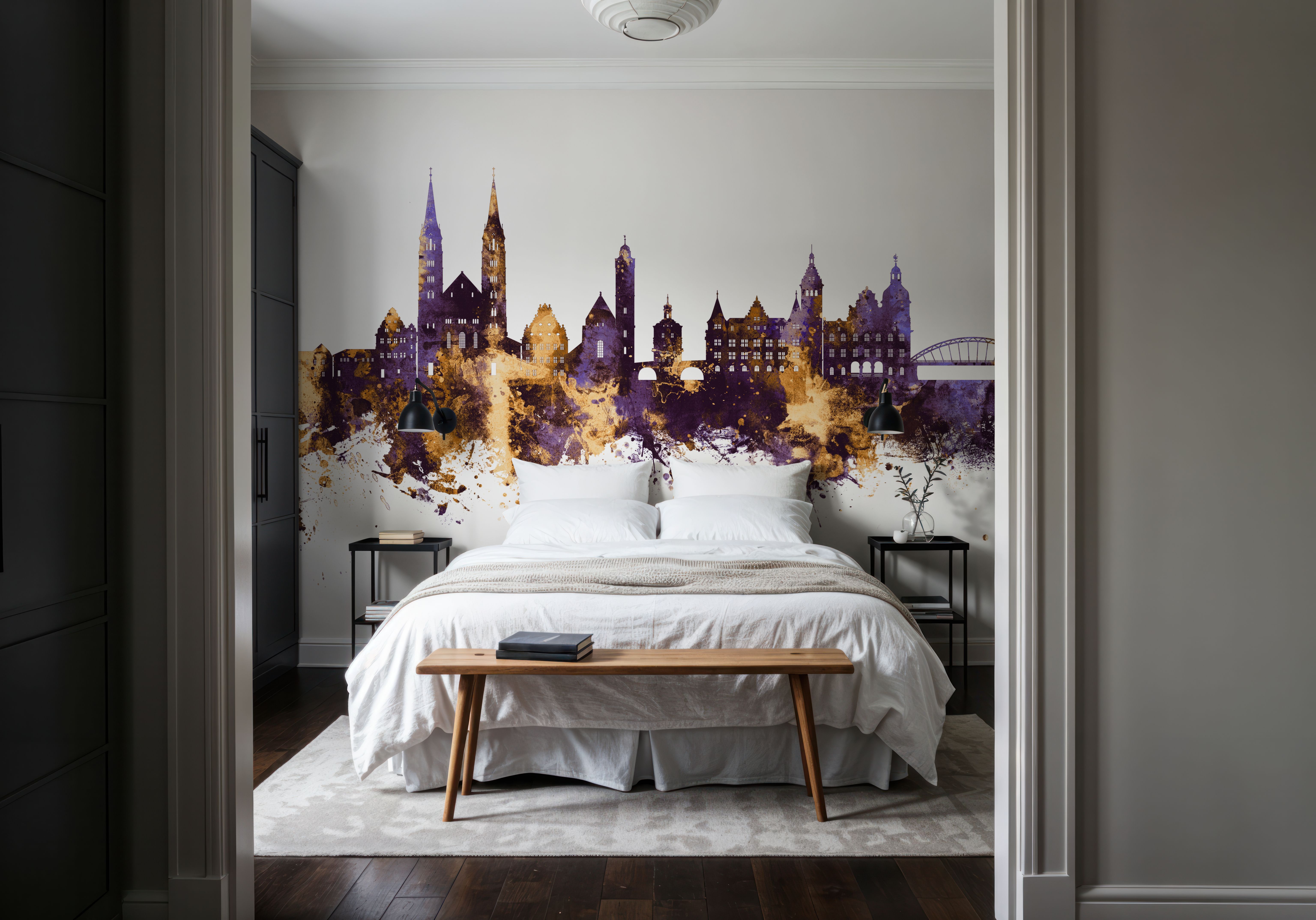 Bamberg Germany Skyline Purple & Gold
