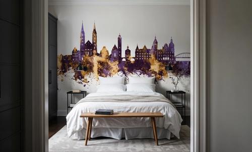 Bamberg Germany Skyline Purple & Gold