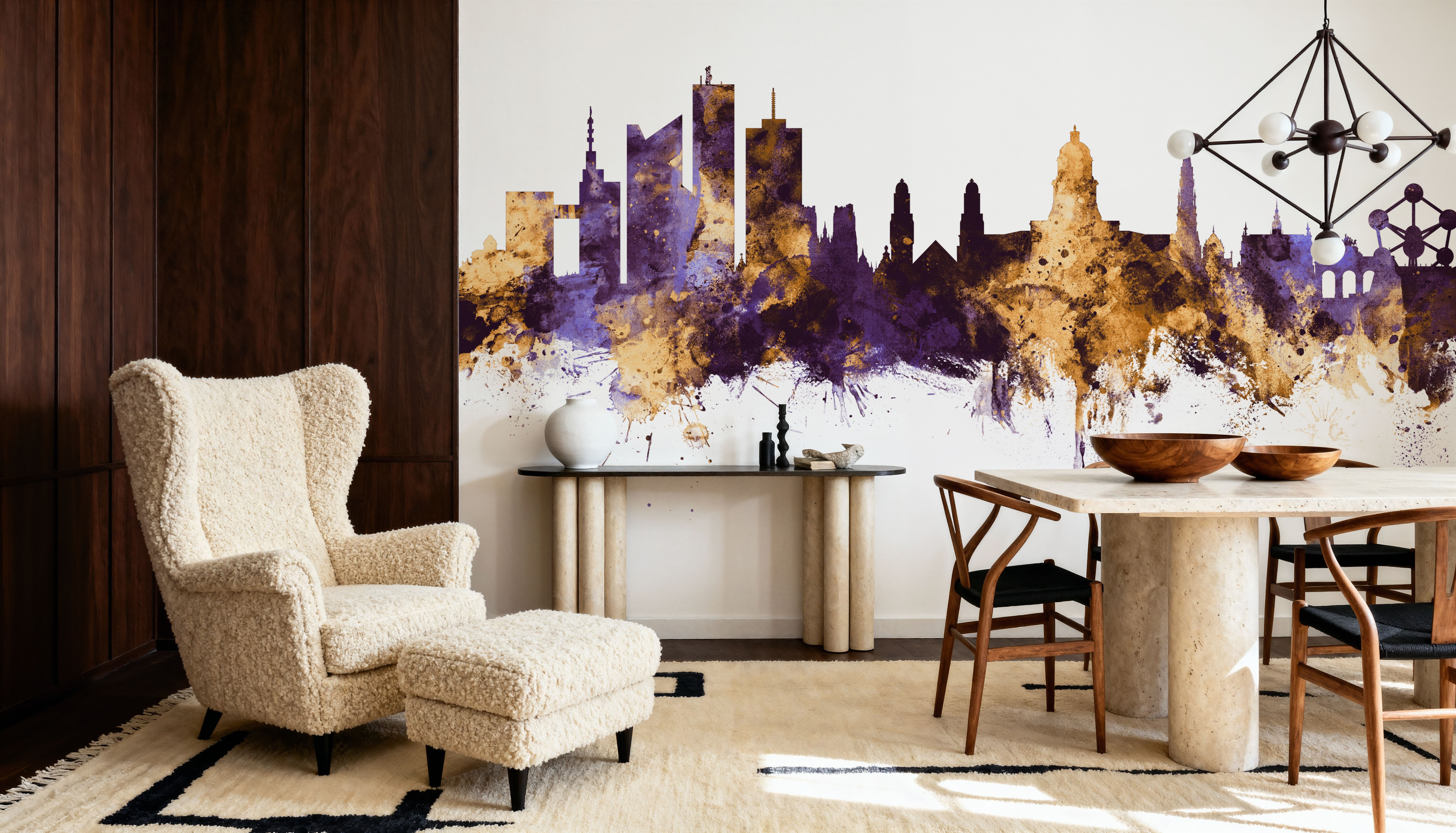 Brussels Belgium Skyline Purple & Gold