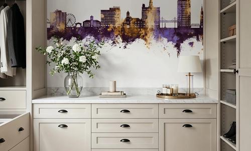 Davenport Iowa Skyline Purple & Gold
