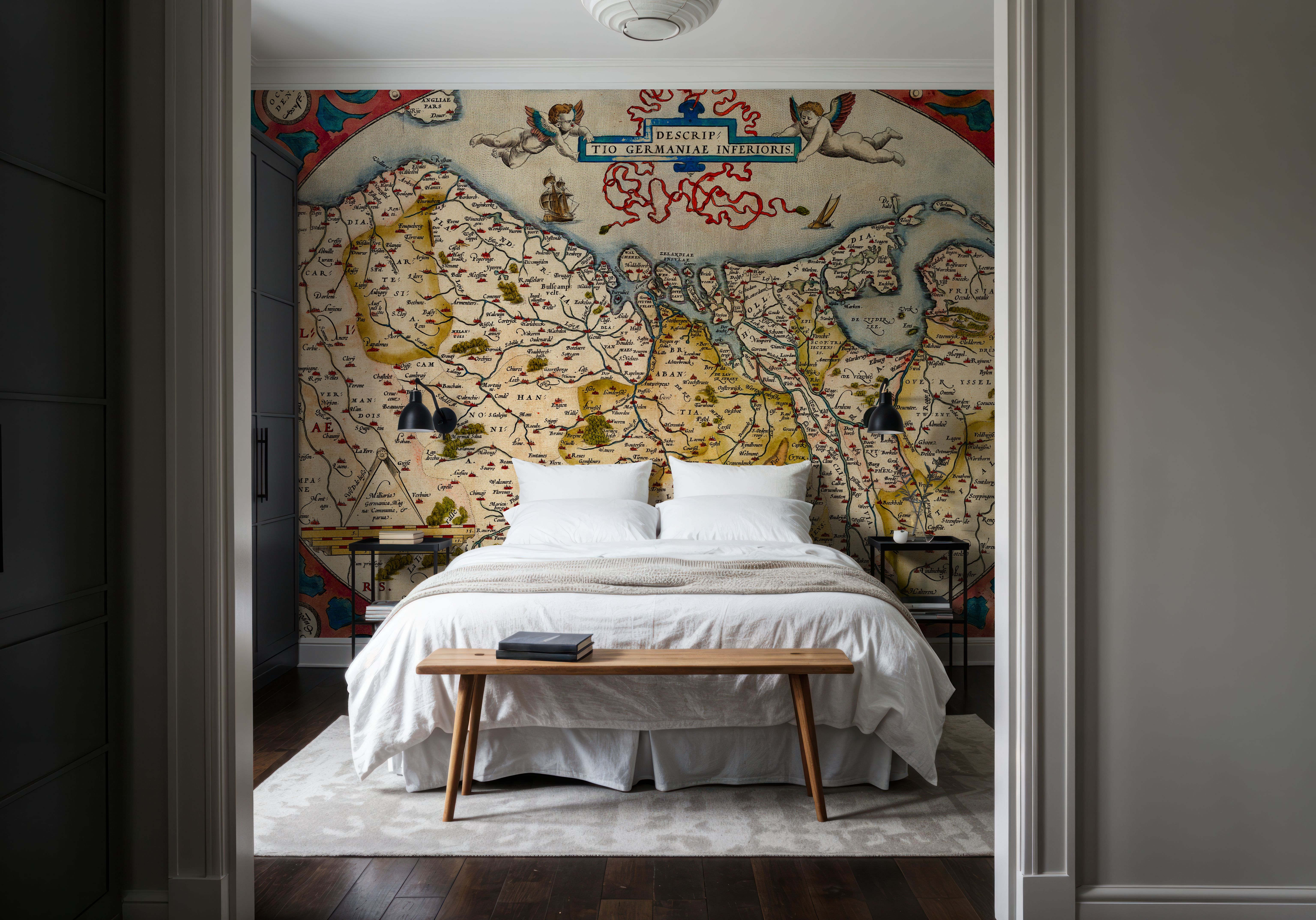 Wall Mural - Old Map of Belgium, Netherlands And Germany, 1570 - Countries mural wallpaper - Bedroom - Wallism US - Premium, Textured or Peel & Stick
