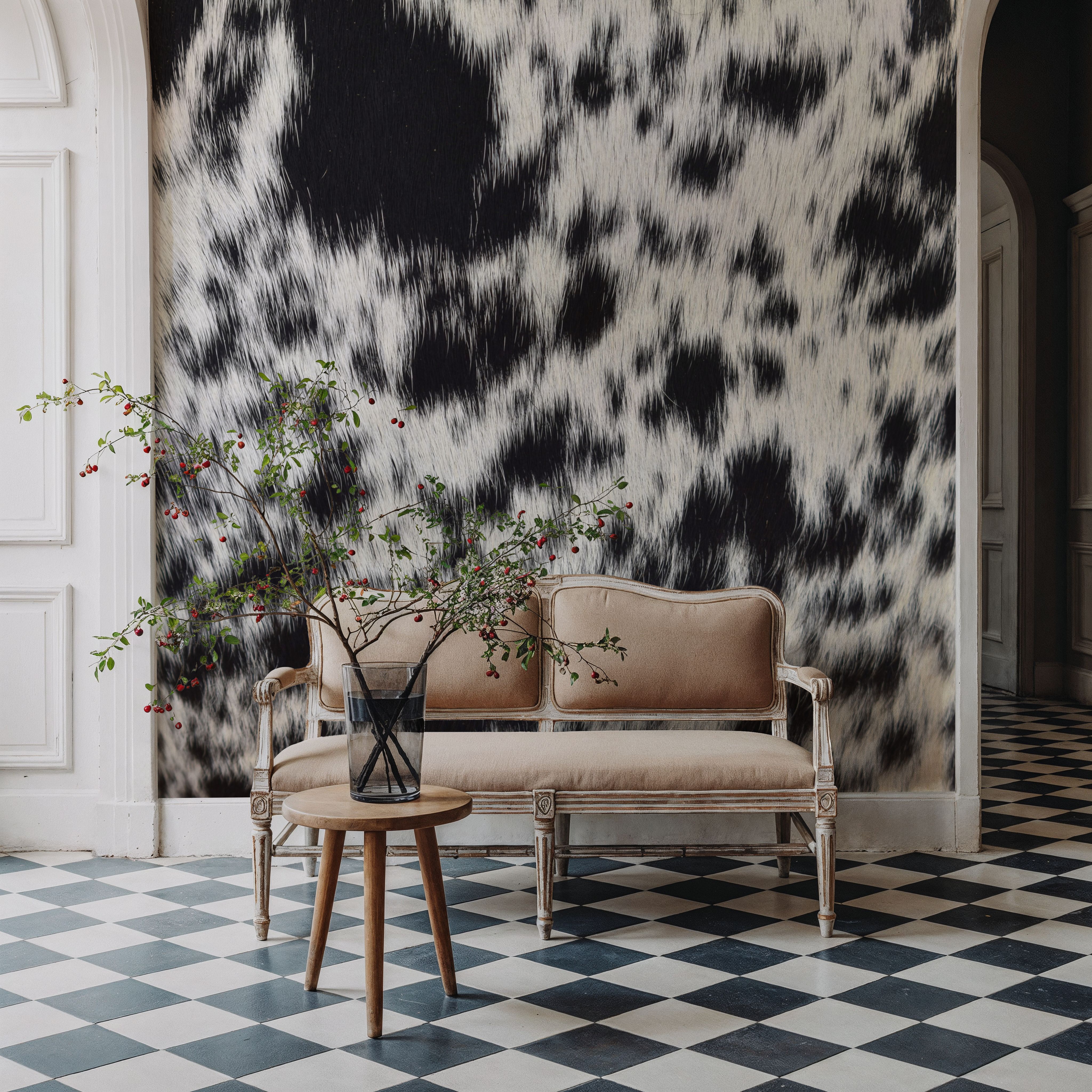 Black Spotted Cow Hide