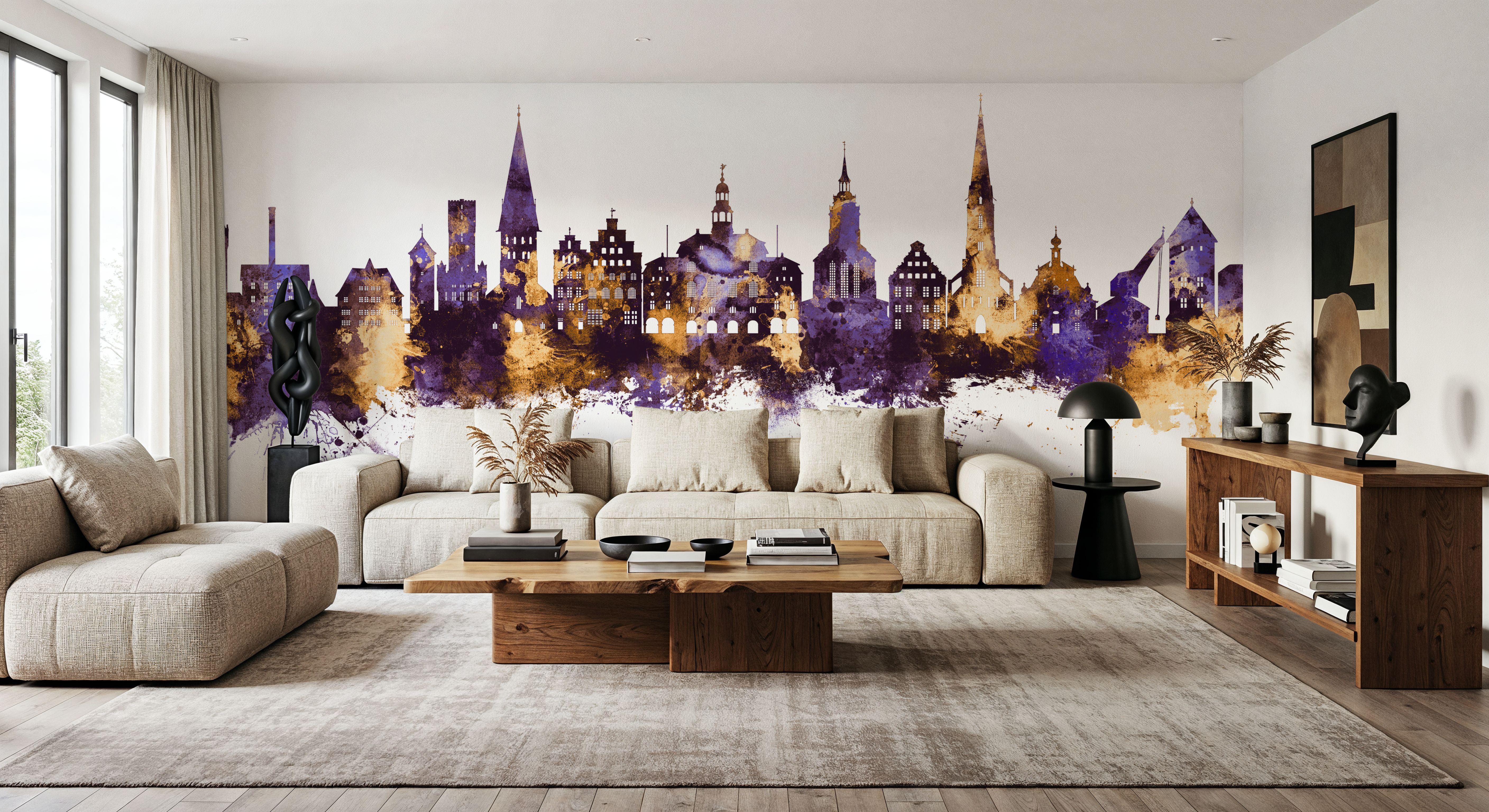 Lüneburg Germany Skyline Purple & Gold