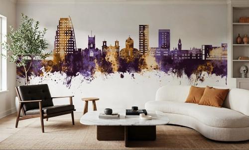 Kingston upon Thames England Skyline Purple & Gold