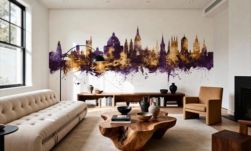 Oxford England Skyline Purple & Gold