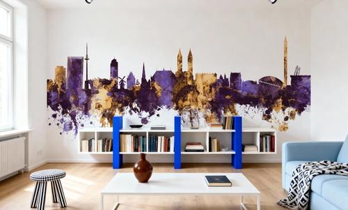 Bremen Germany Skyline Purple & Gold