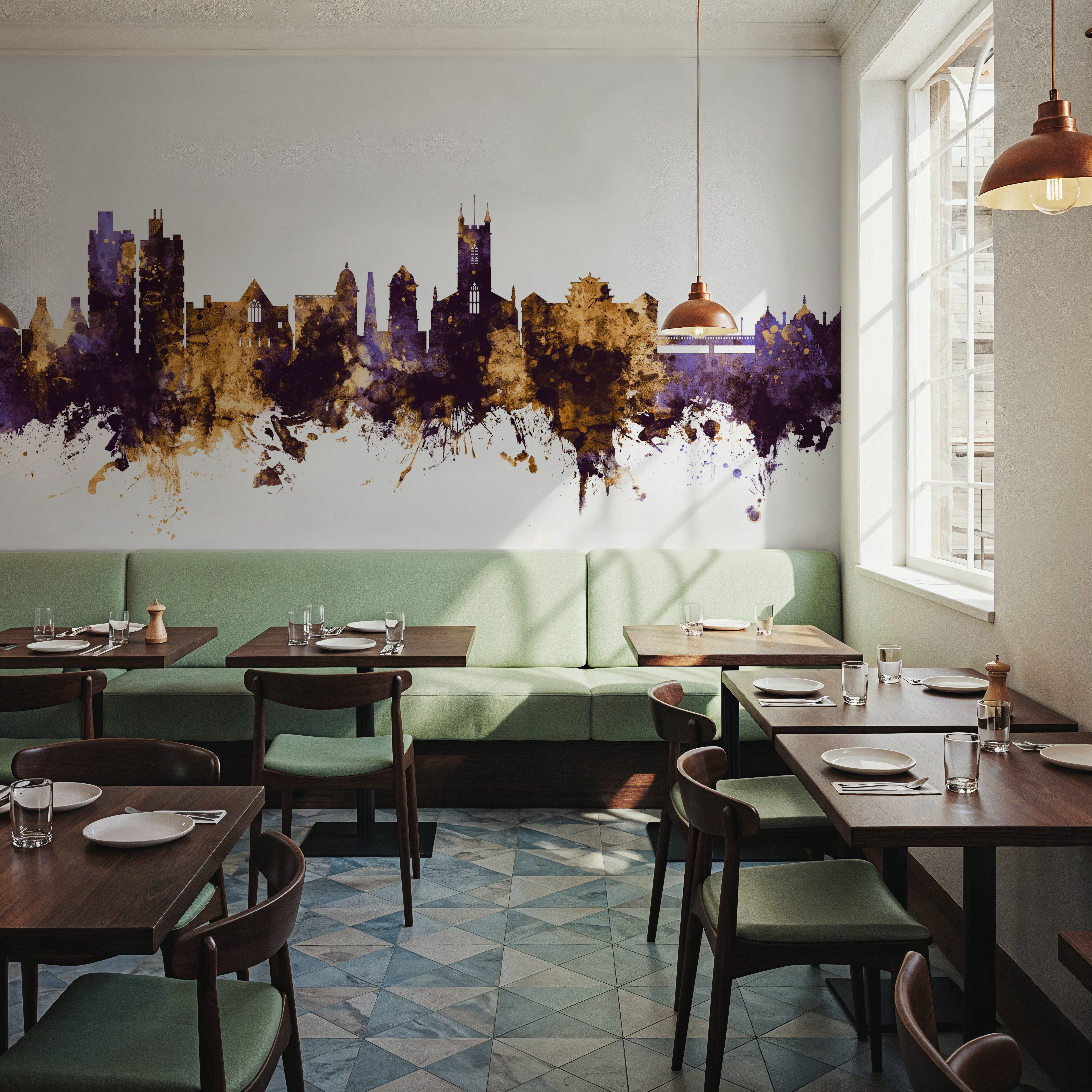 Stoke-on-Trent Skyline Purple & Gold