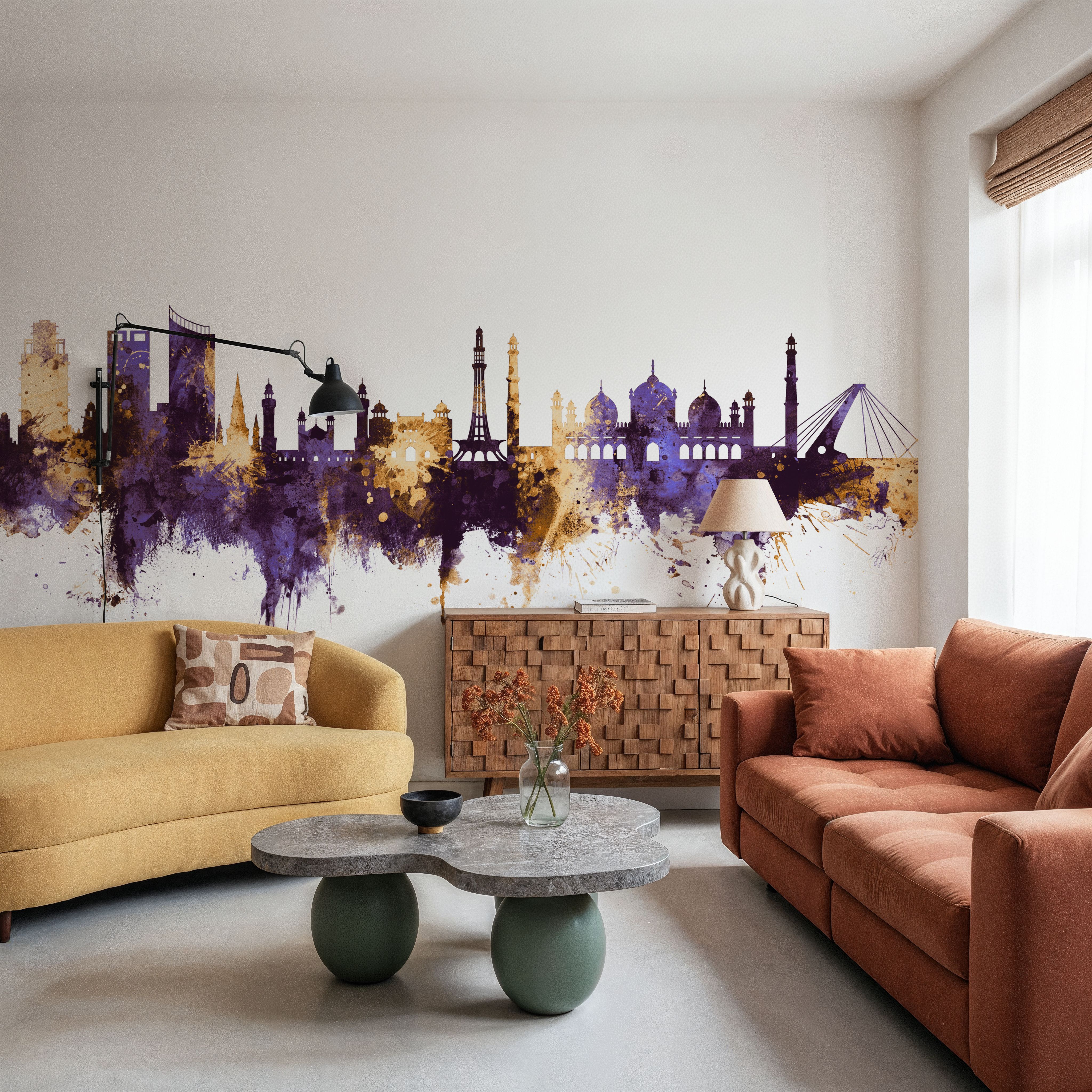 Lahore Pakistan Skyline Purple & Gold