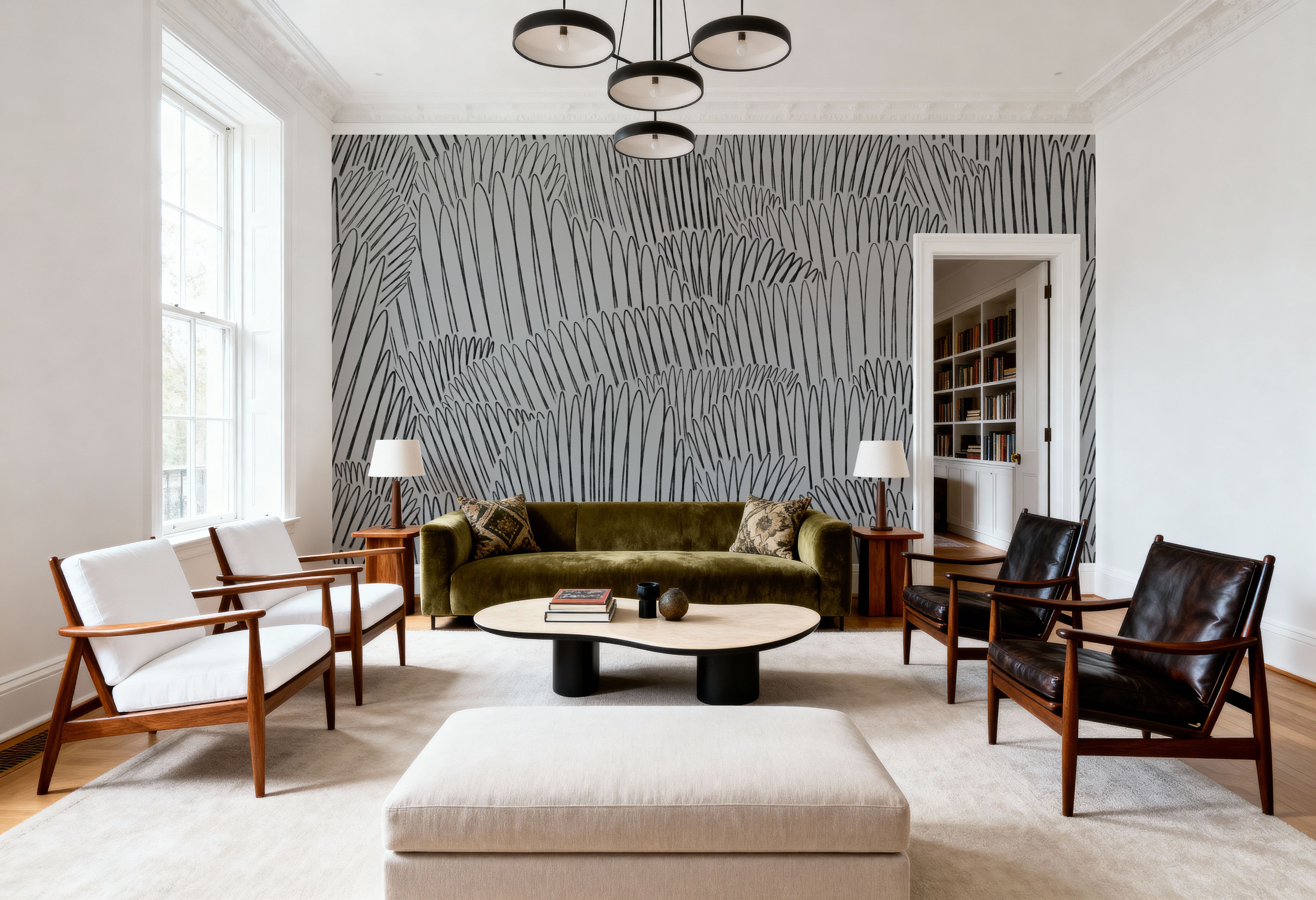 Ruffles Hills, Gray, Wallpaper