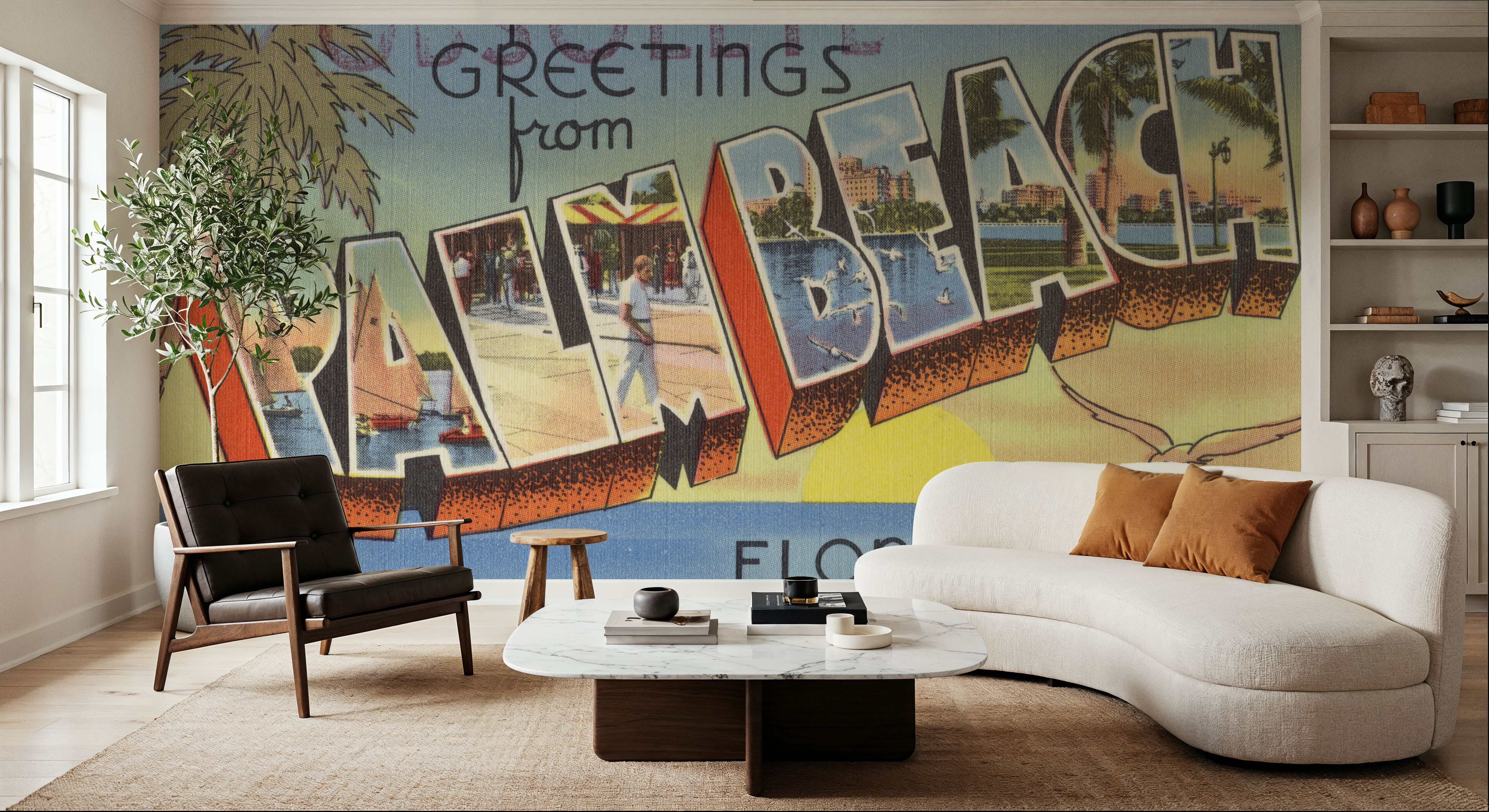 Greetings from Palm Beach - Screenprint Postcard