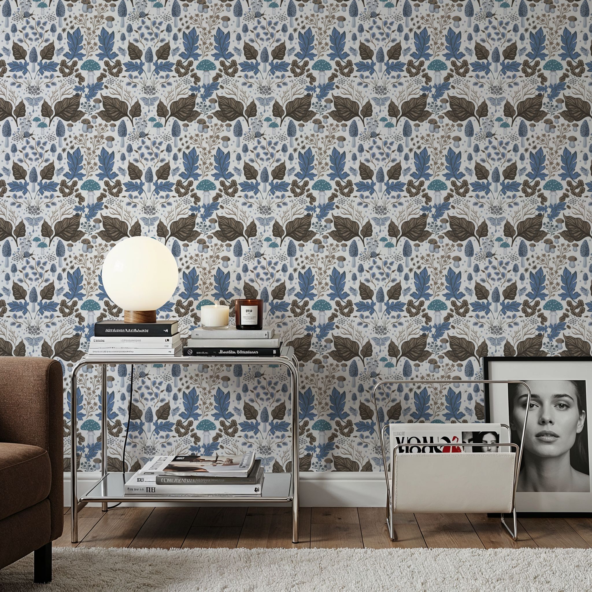 Autumn Forest Illustration, Light Blue