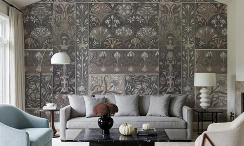 Art Deco Floral Wall Beige