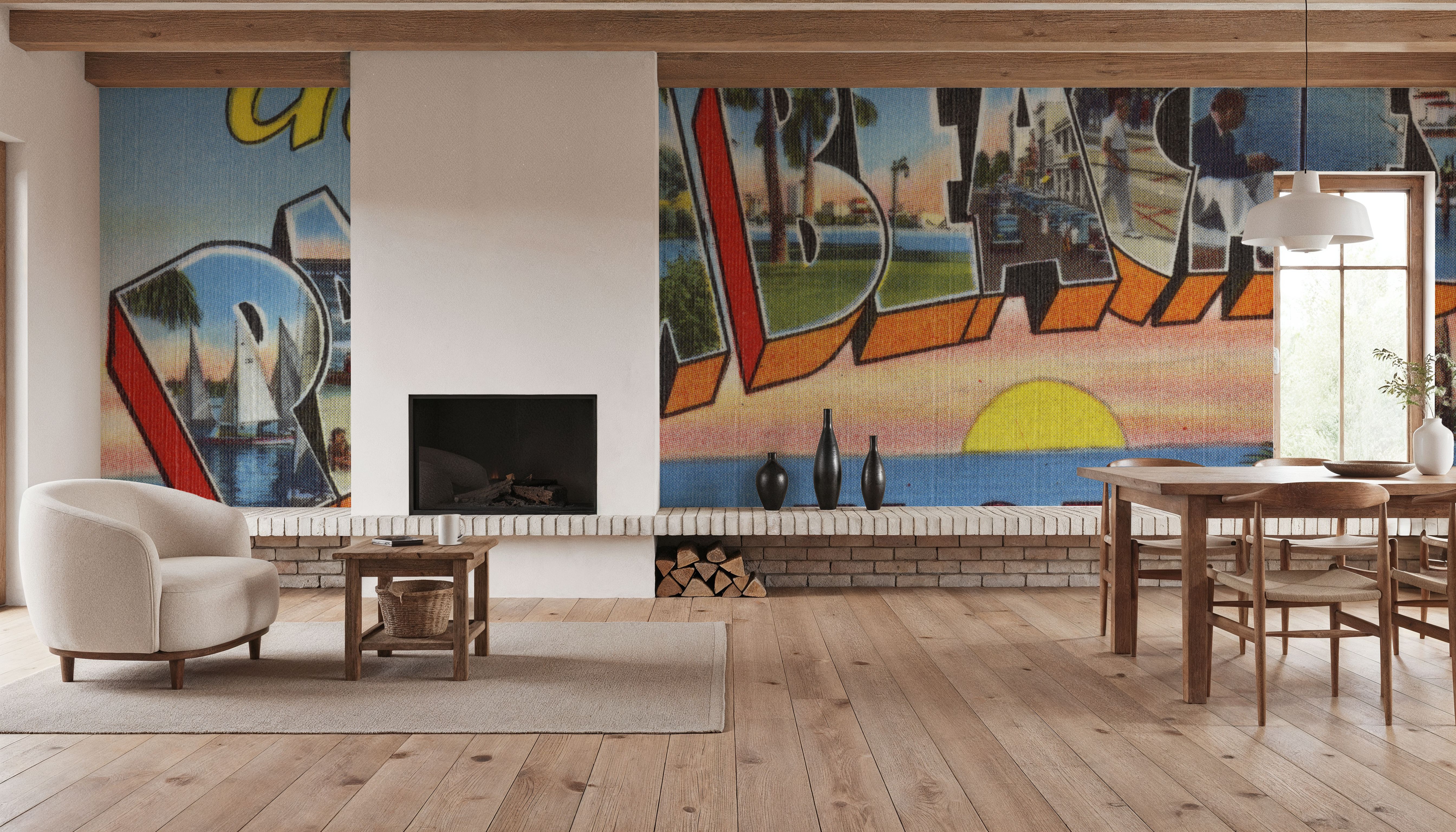 Greetings from Palm Beaches - Screenprint Postcard, Behang