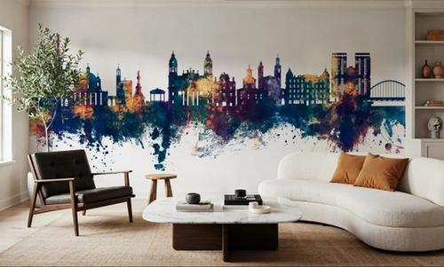 Pamplona Spain Skyline Blue & Bronze