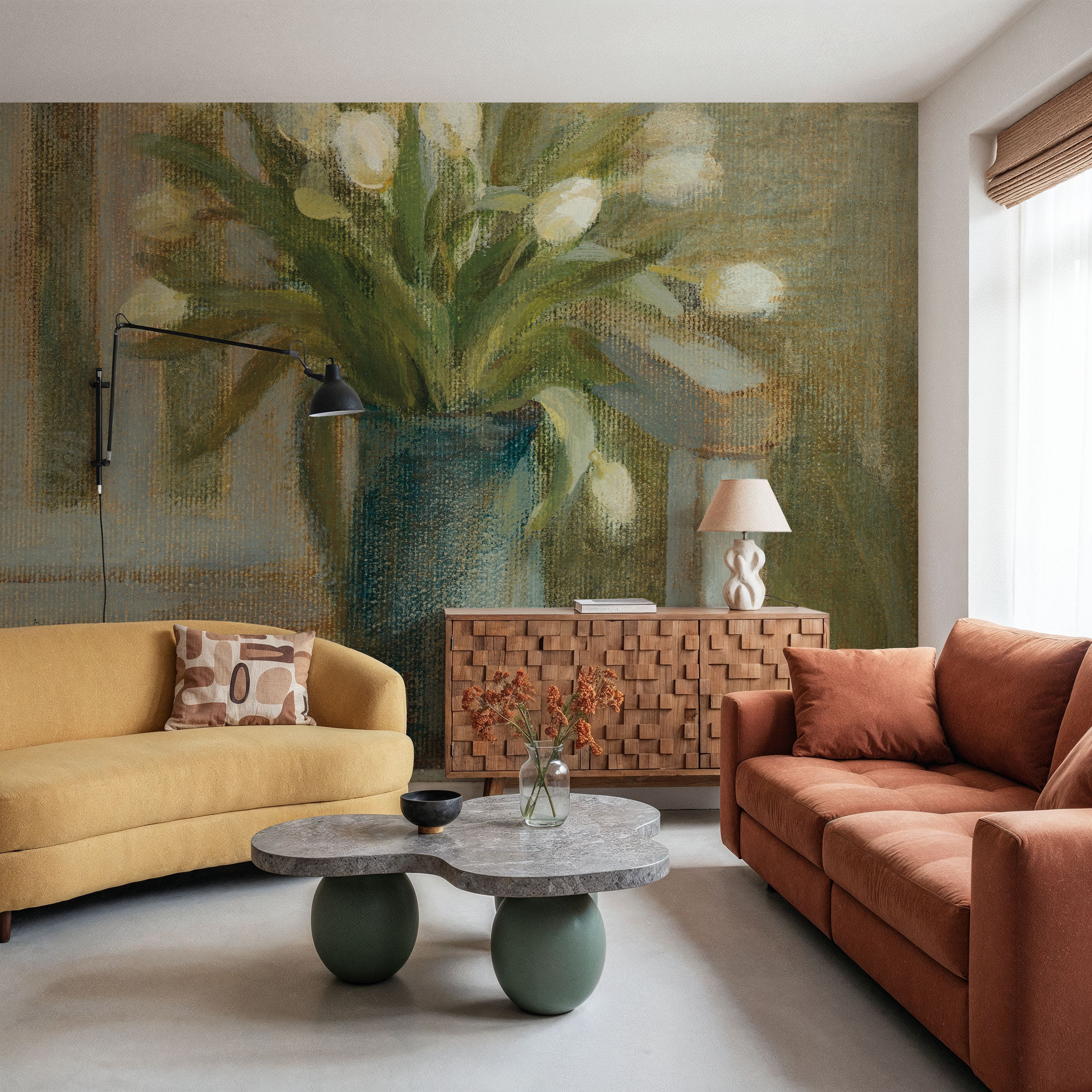 Tulip Bouquet on Bench