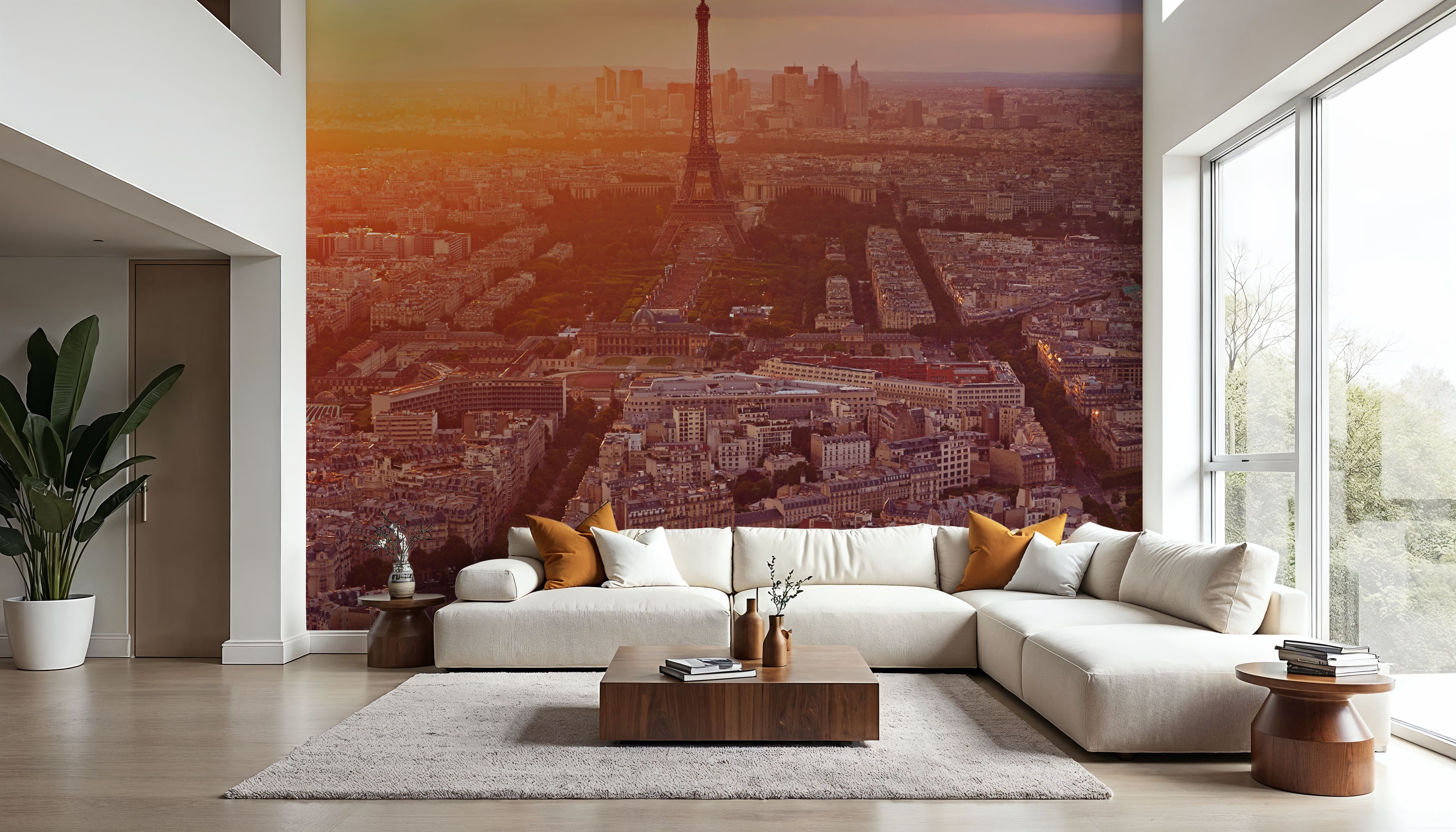 Eiffel Tower in Paris Aerial Sunset