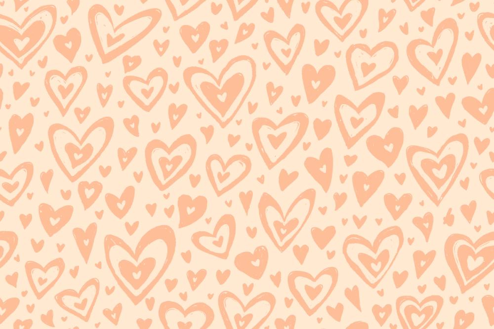 Block Print Hearts, Peach Fuzz