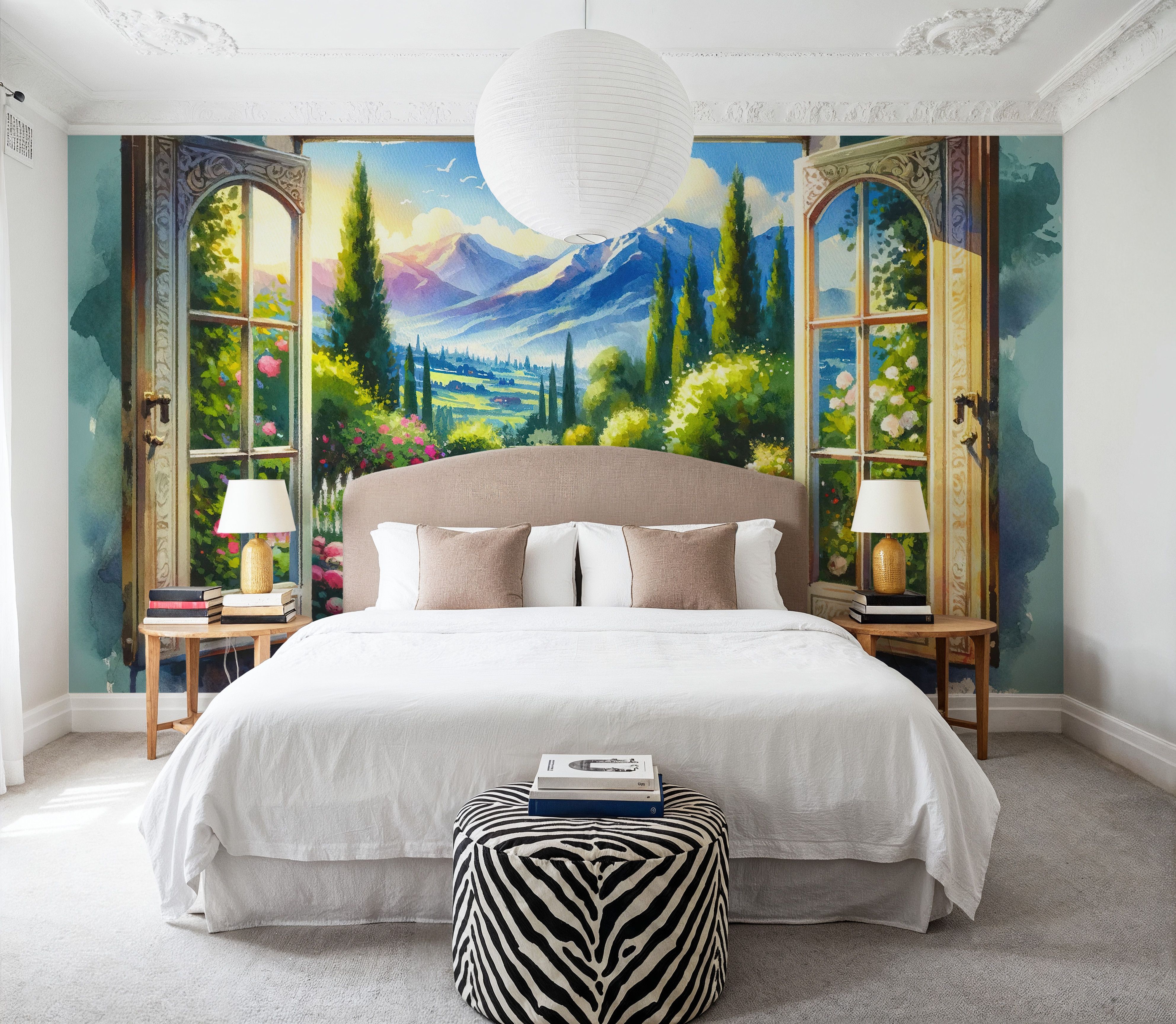 Mountain View through Open Window