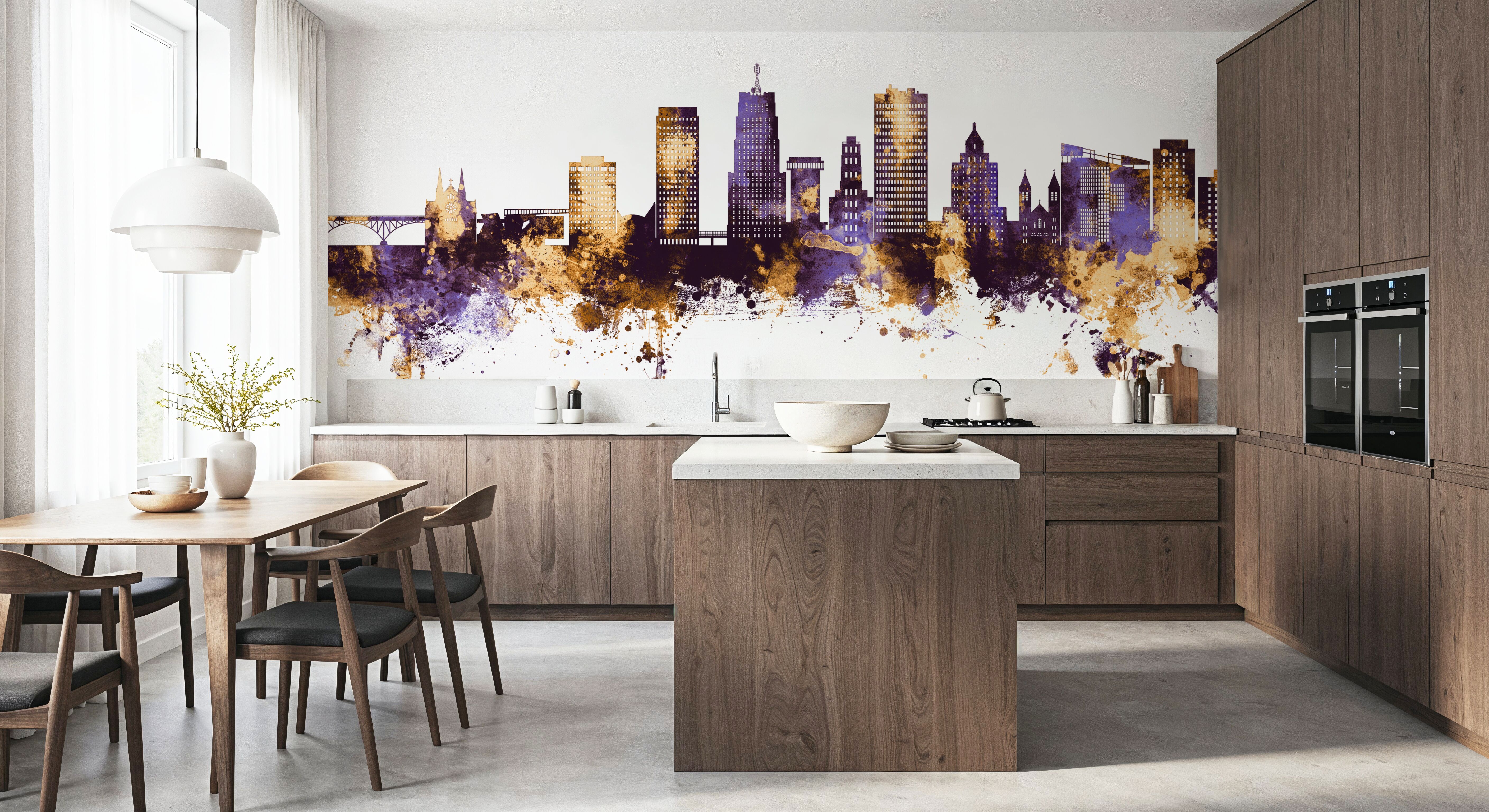 Akron Ohio Skyline Purple & Gold