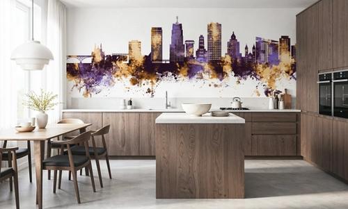 Akron Ohio Skyline Purple & Gold