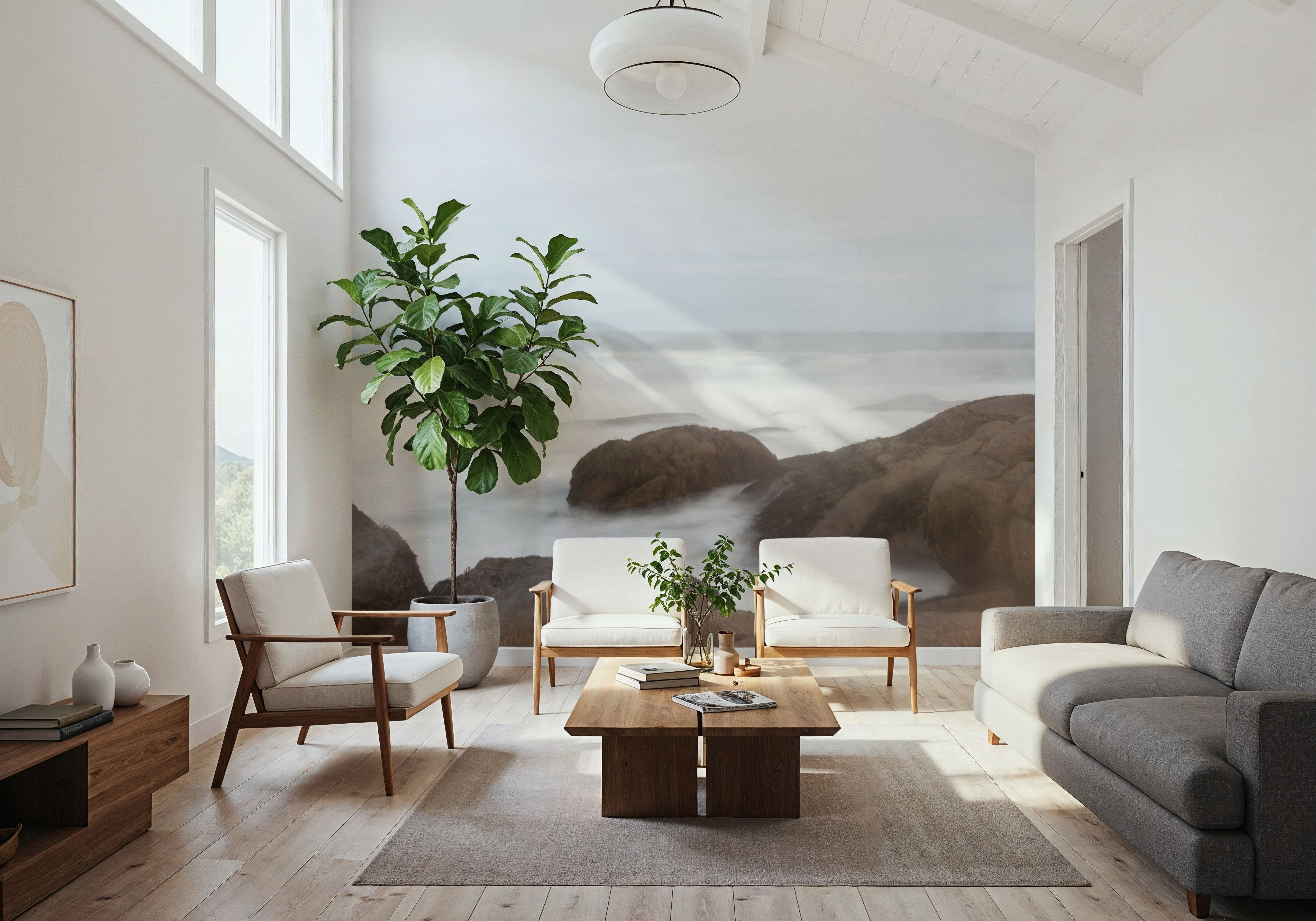 Misty Shore on the Rocks