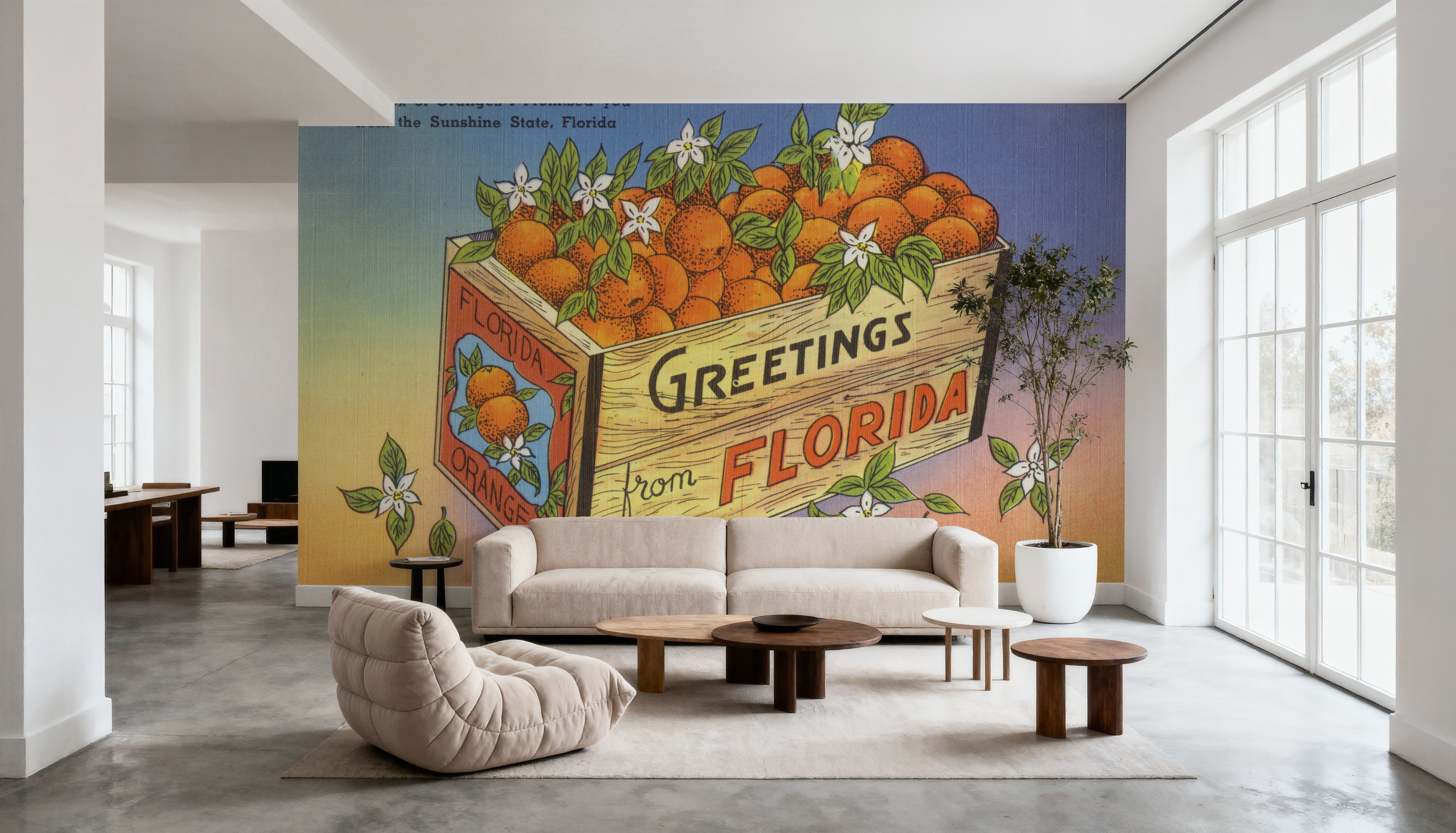 Greetings from Florida's Finest Oranges - Screenprint Postcard