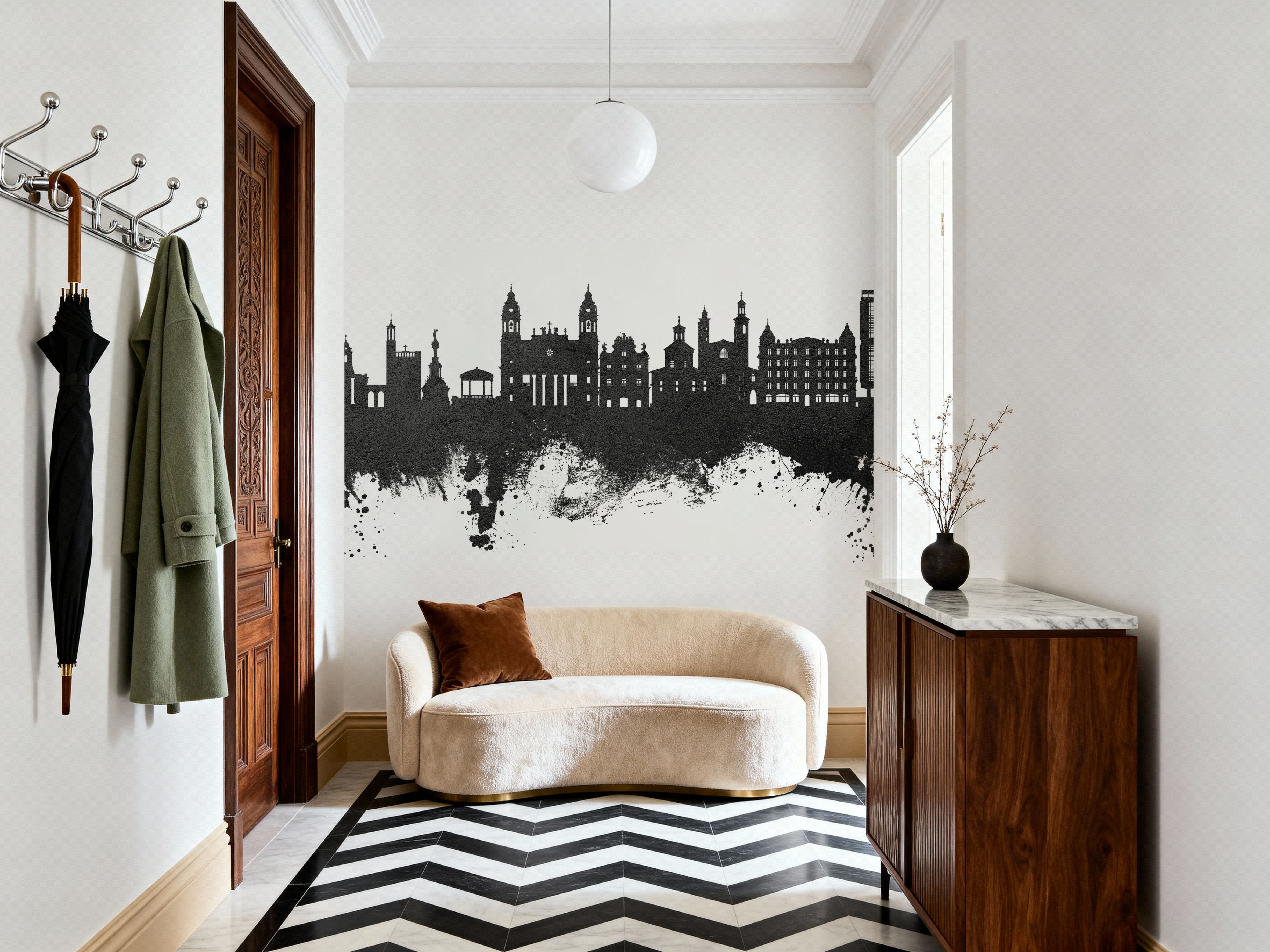 Pamplona Spain Skyline Black & White